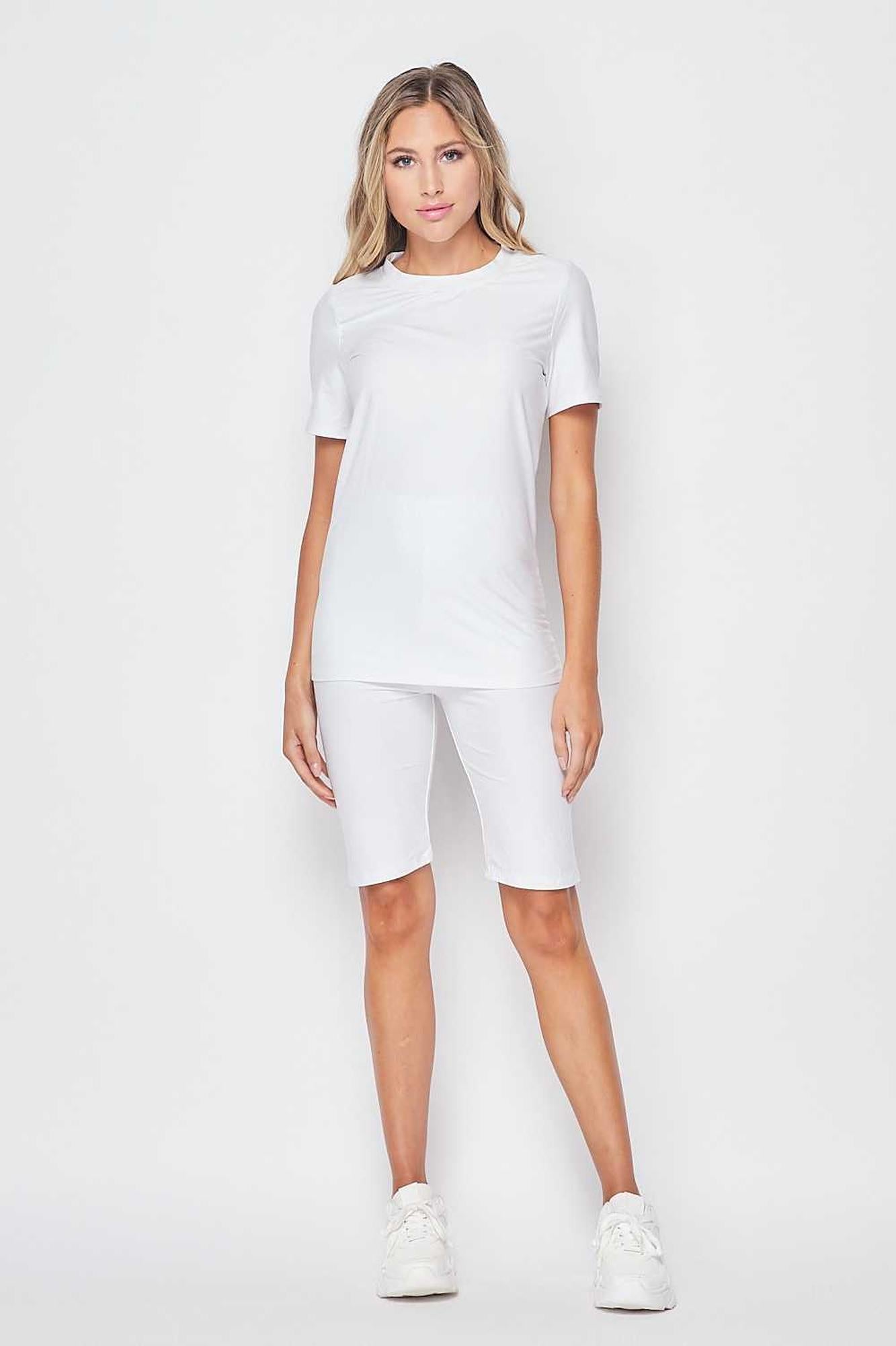 Wholesale 2 Piece Buttery Smooth Basic Solid Biker Shorts and T-Shirt Set