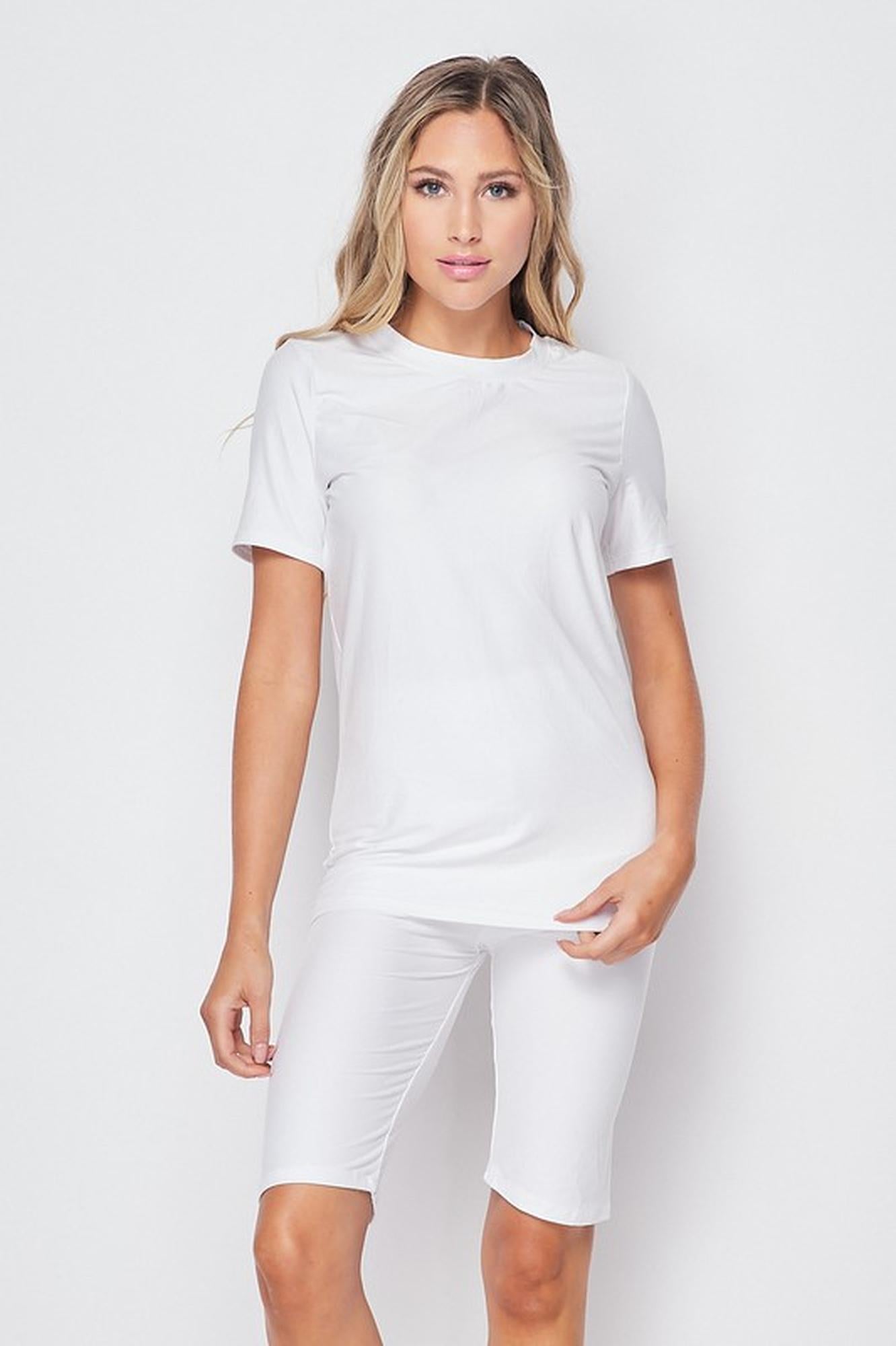 Wholesale 2 Piece Buttery Smooth Basic Solid Biker Shorts and T-Shirt Set