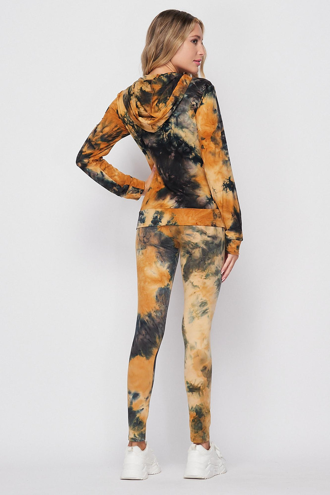 Wholesale Tie Dye 2 Piece Leggings and Hooded Jacket Set