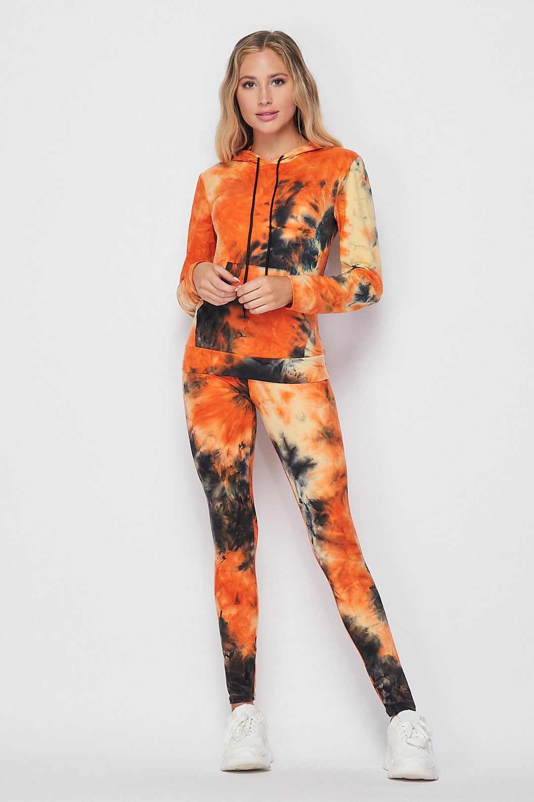 Wholesale Tie Dye 2 Piece Leggings and Hooded Jacket Set