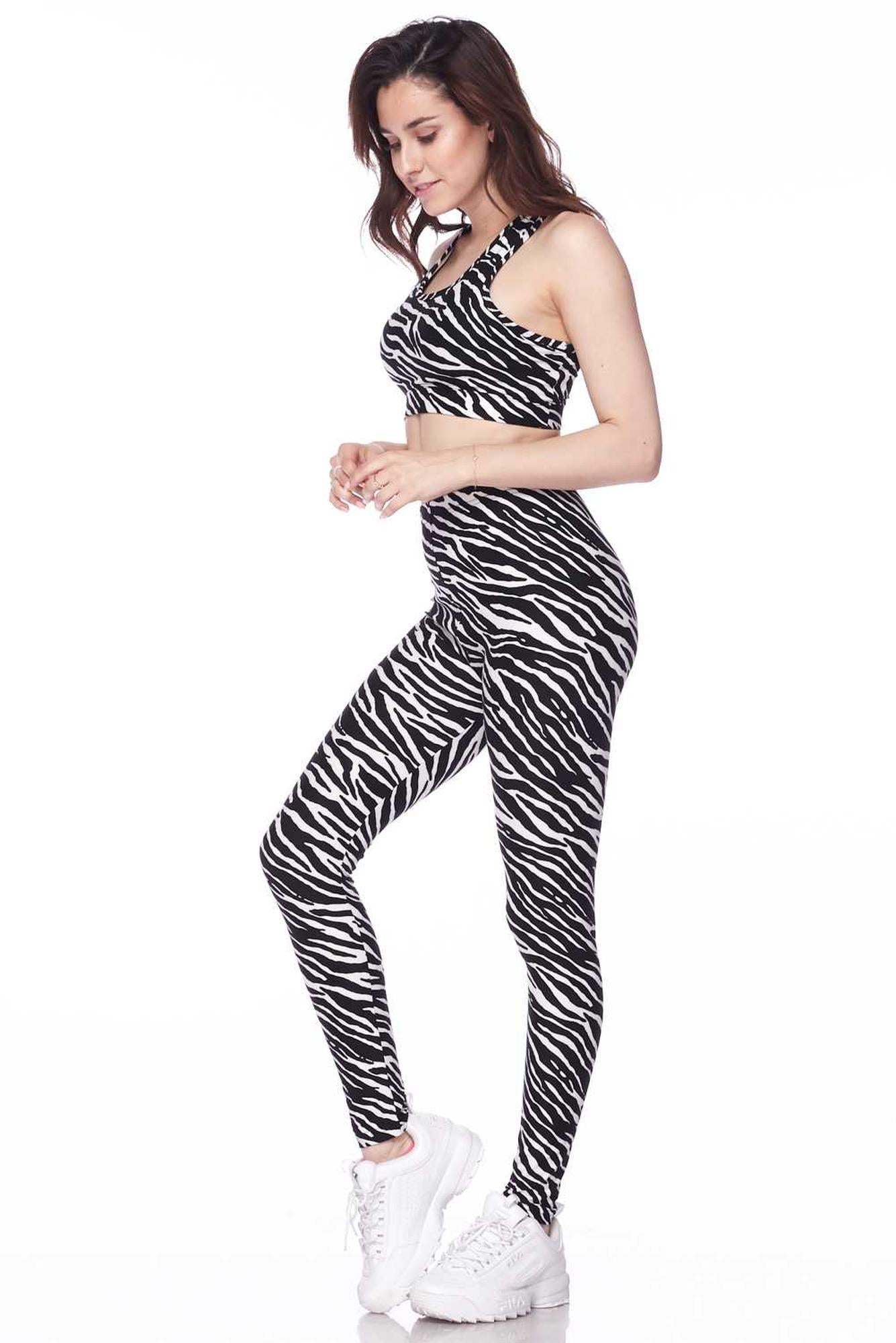 Wholesale Buttery Smooth Zebra Bra and Leggings Set