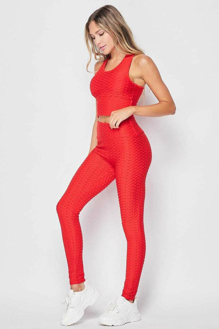 Wholesale 2 Piece Scrunch Butt Leggings and Crop Top Set