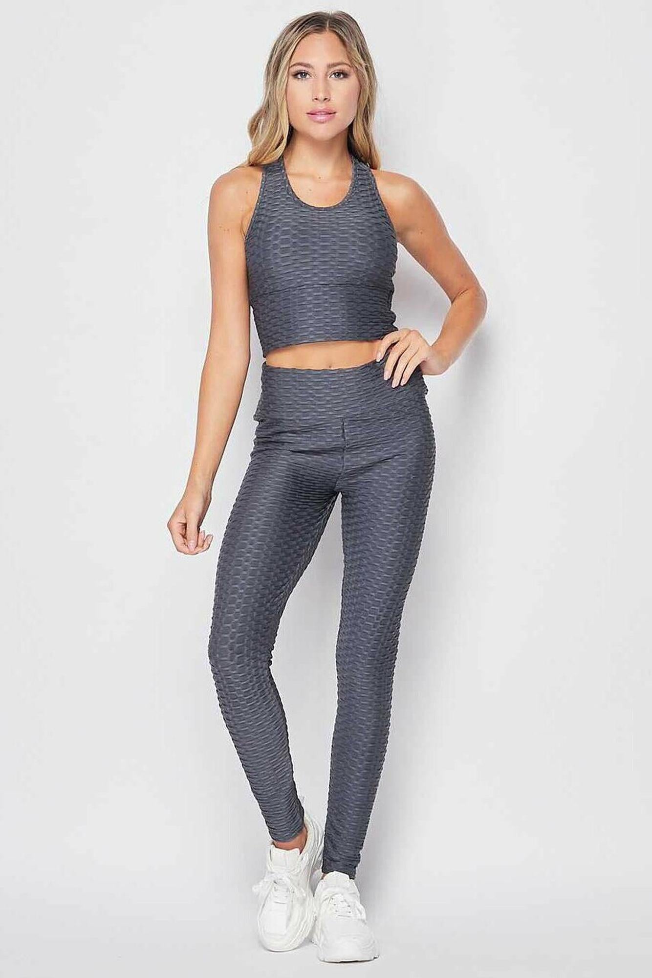 Wholesale 2 Piece Scrunch Butt Leggings and Crop Top Set