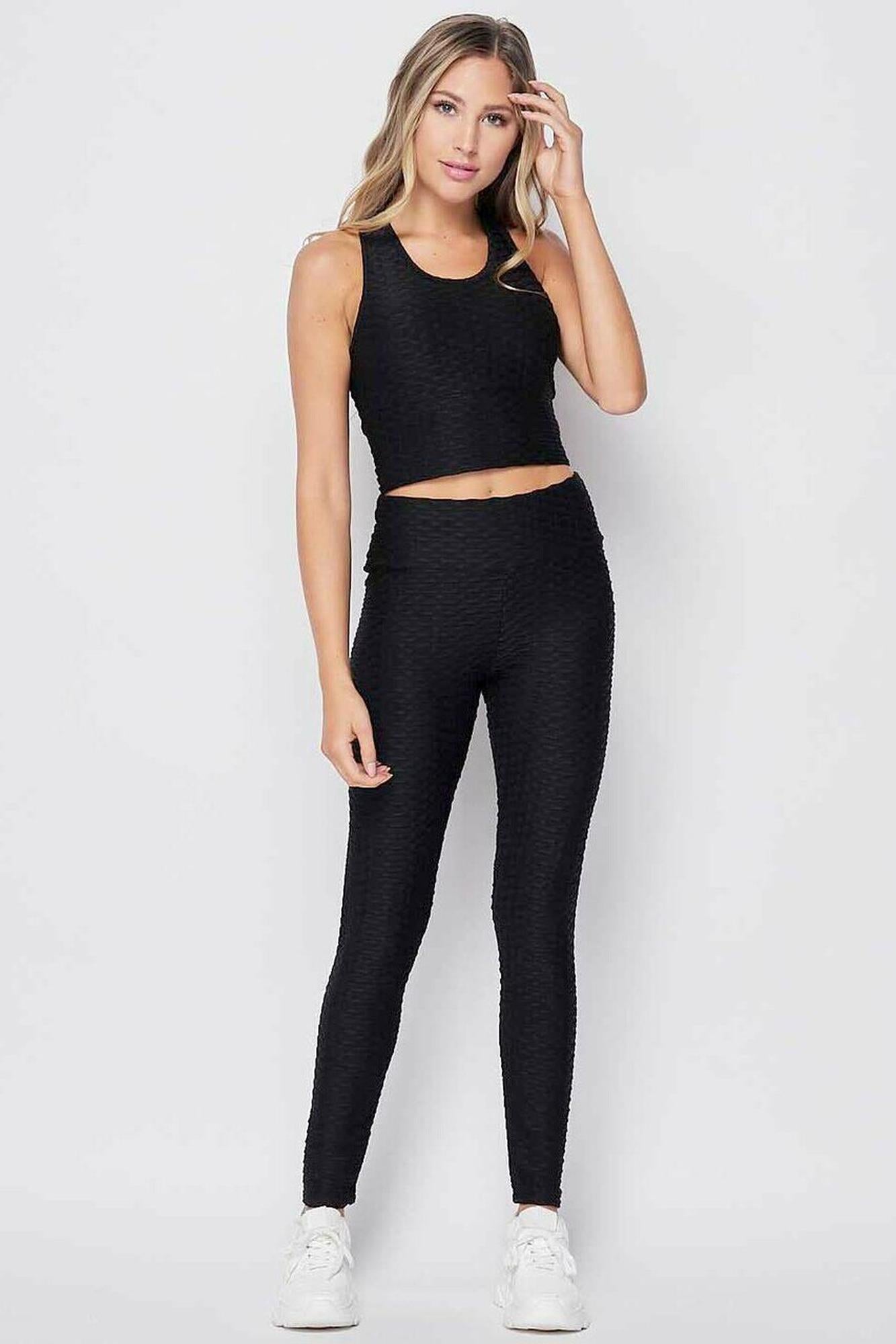 Wholesale 2 Piece Scrunch Butt Leggings and Crop Top Set