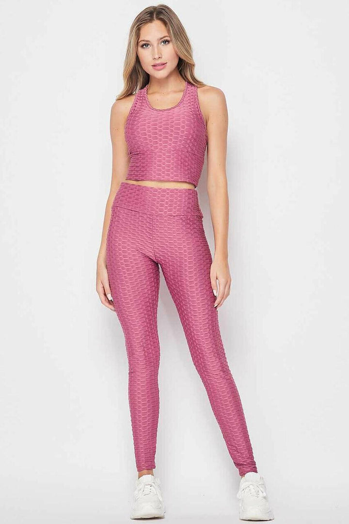Wholesale 2 Piece Scrunch Butt Leggings and Crop Top Set