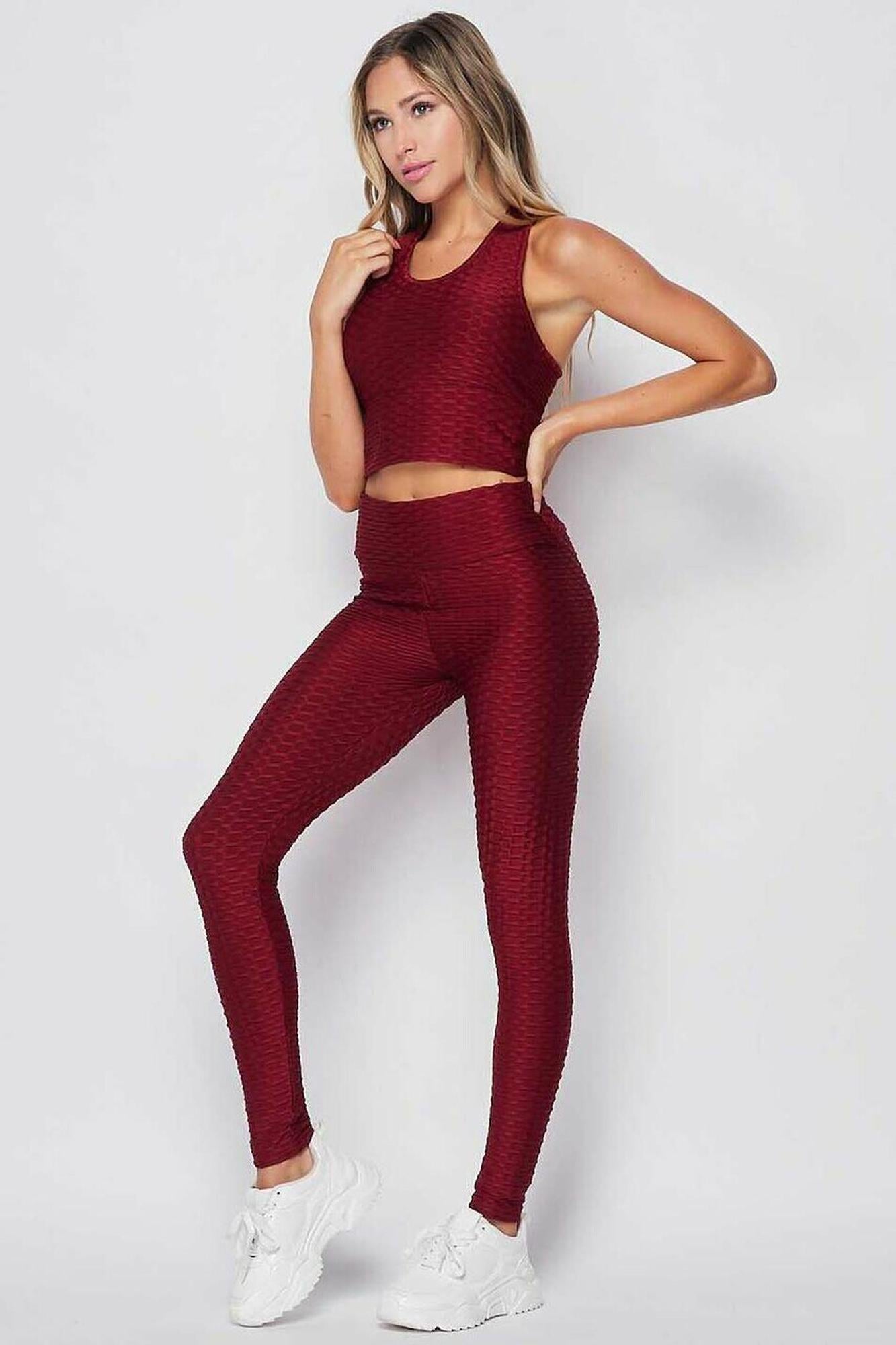 Wholesale 2 Piece Scrunch Butt Leggings and Crop Top Set