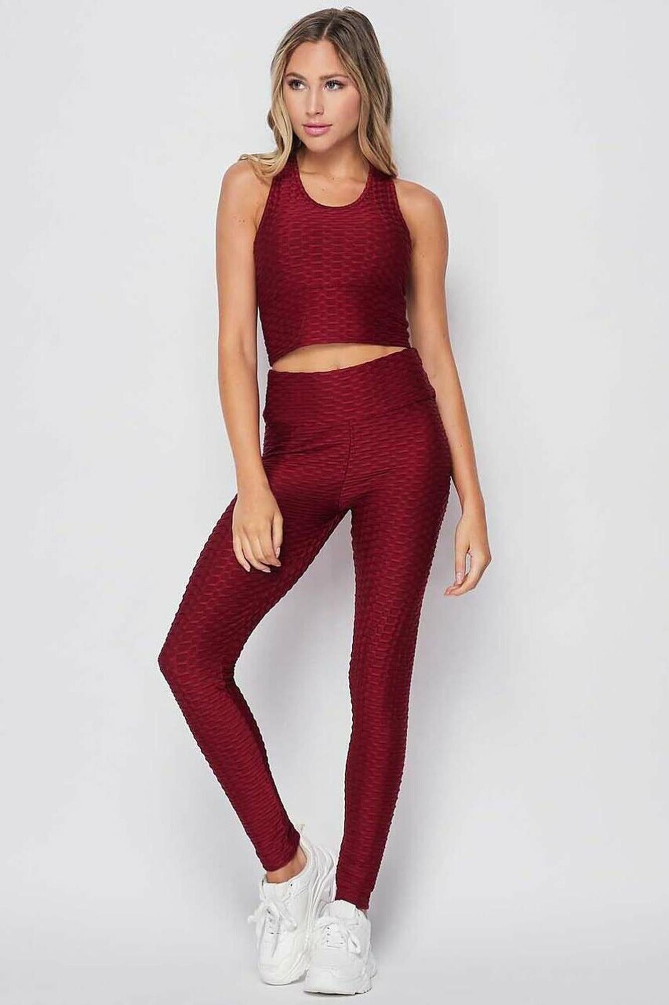 Wholesale 2 Piece Scrunch Butt Leggings and Crop Top Set