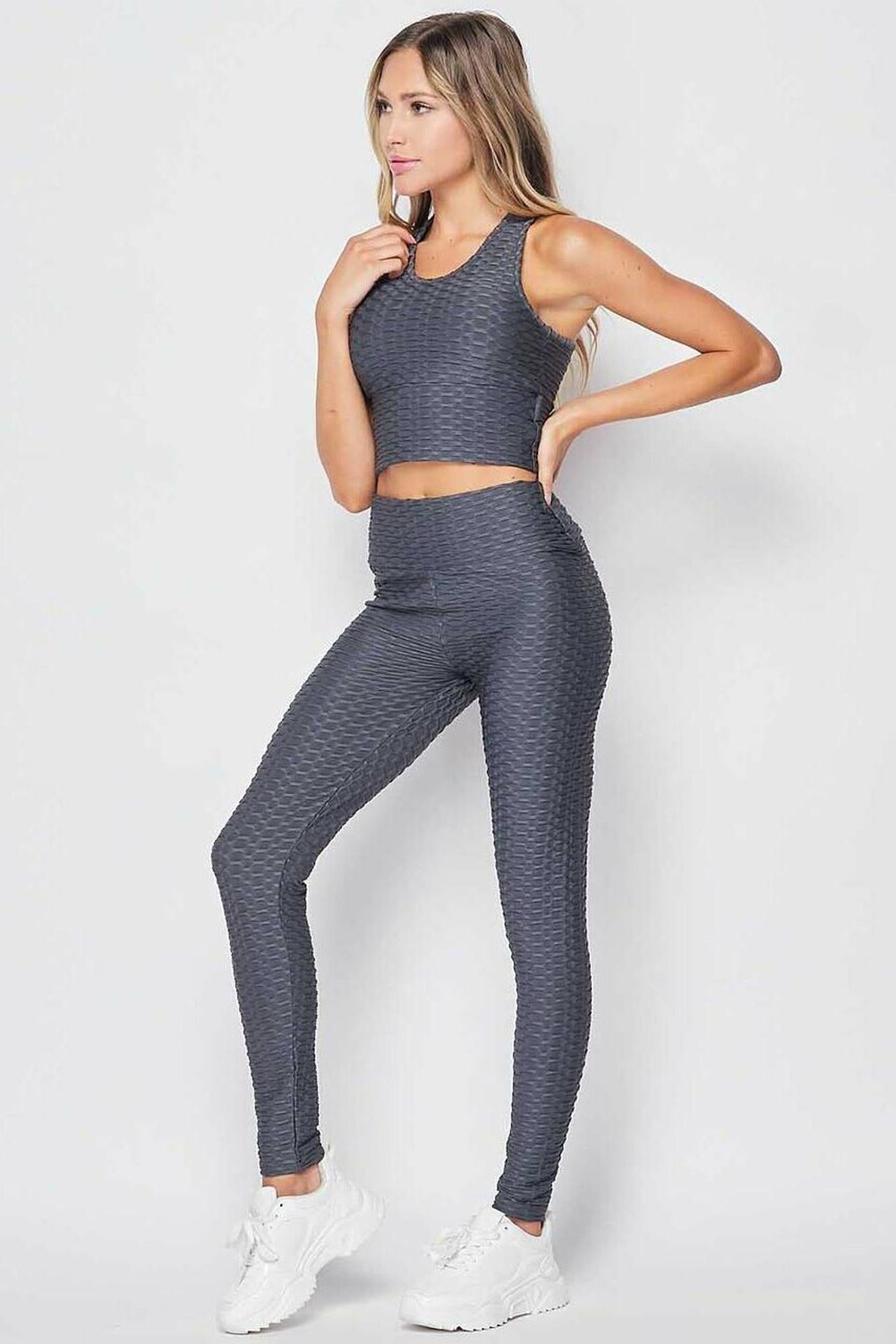 Wholesale 2 Piece Scrunch Butt Leggings and Crop Top Set