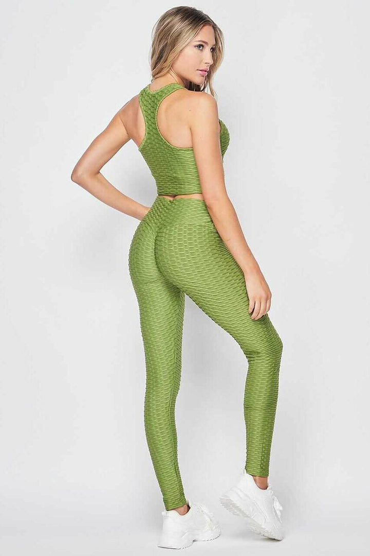 Wholesale 2 Piece Scrunch Butt Leggings and Crop Top Set