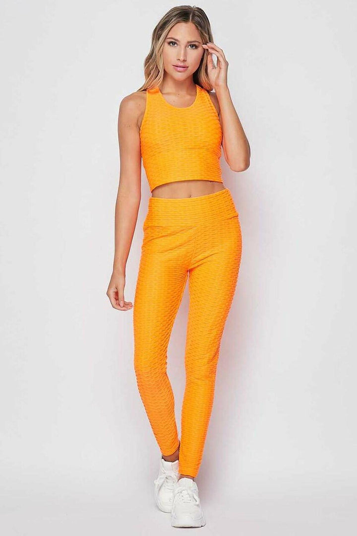 Wholesale 2 Piece Scrunch Butt Leggings and Crop Top Set