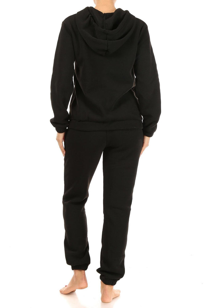Wholesale 2 Piece Solid Fleece Lined French Terry Joggers and Hoodie Set