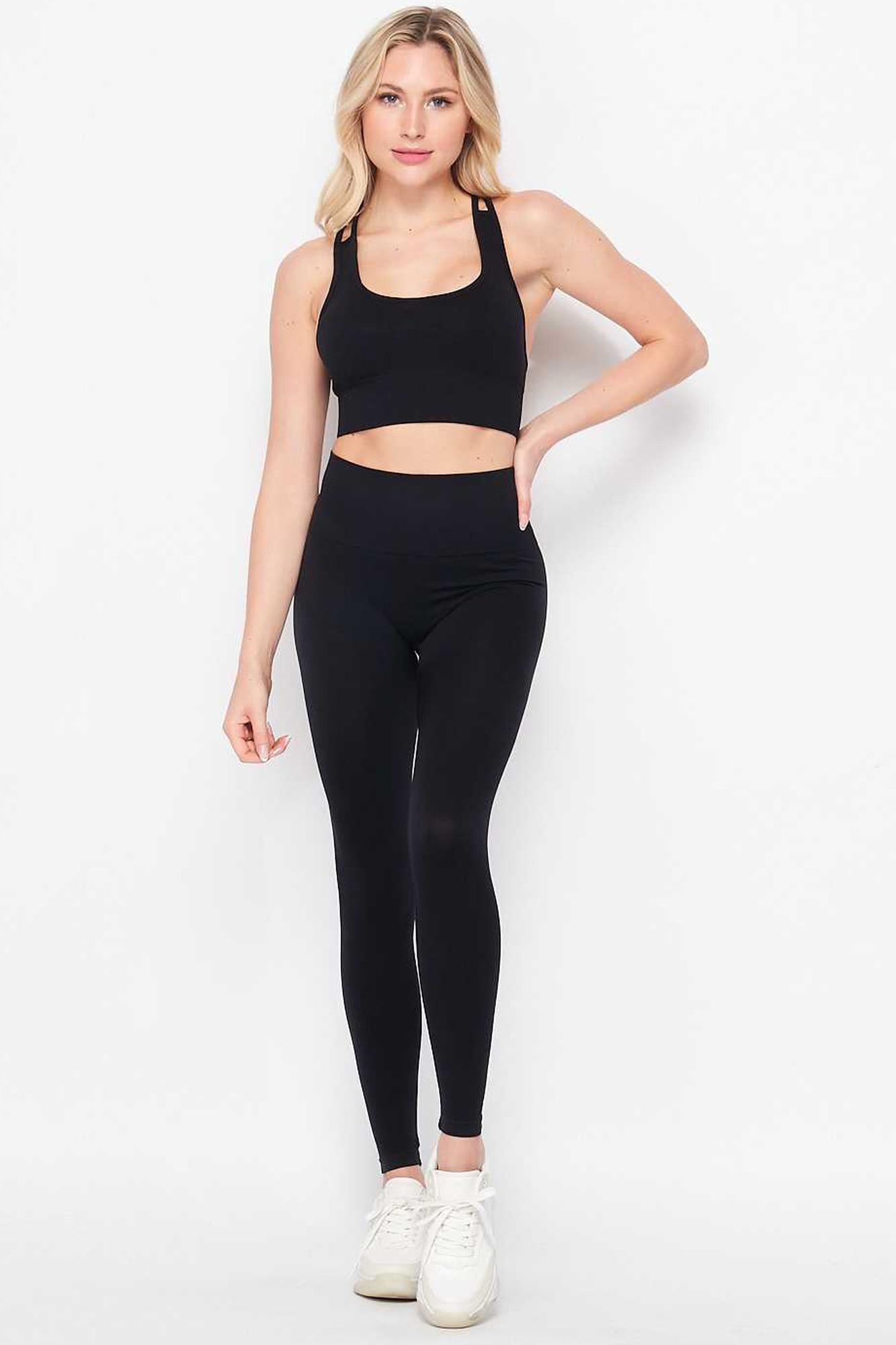 Wholesale 2 Piece Seamless High Waisted Leggings and Sports Bra Set