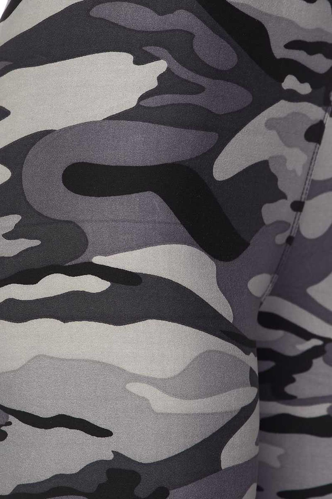 Wholesale Buttery Smooth Charcoal Camouflage Biker Shorts - 3 Inch Waist Band