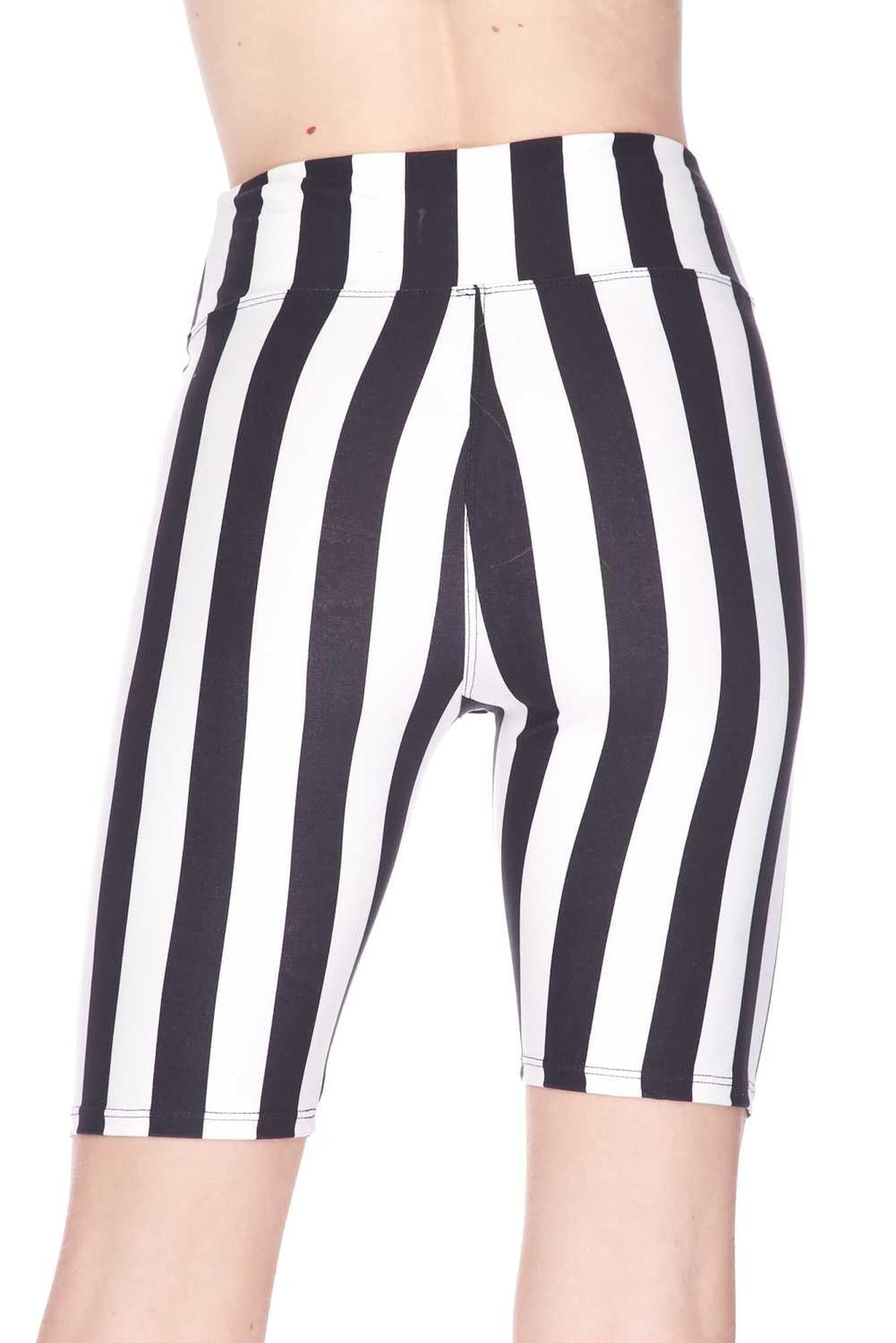 Wholesale Buttery Smooth Vertical Wide Stripe Biker Shorts - 3 Inch Waist Band