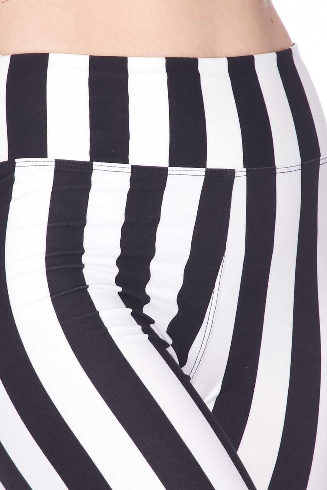 Wholesale Buttery Smooth Vertical Wide Stripe Biker Shorts - 3 Inch Waist Band
