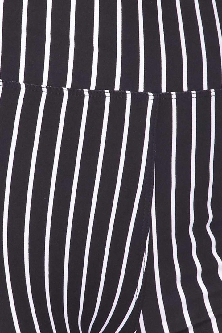 Wholesale Buttery Smooth Black Pinstripe Biker Shorts - 3 Inch Waist Band