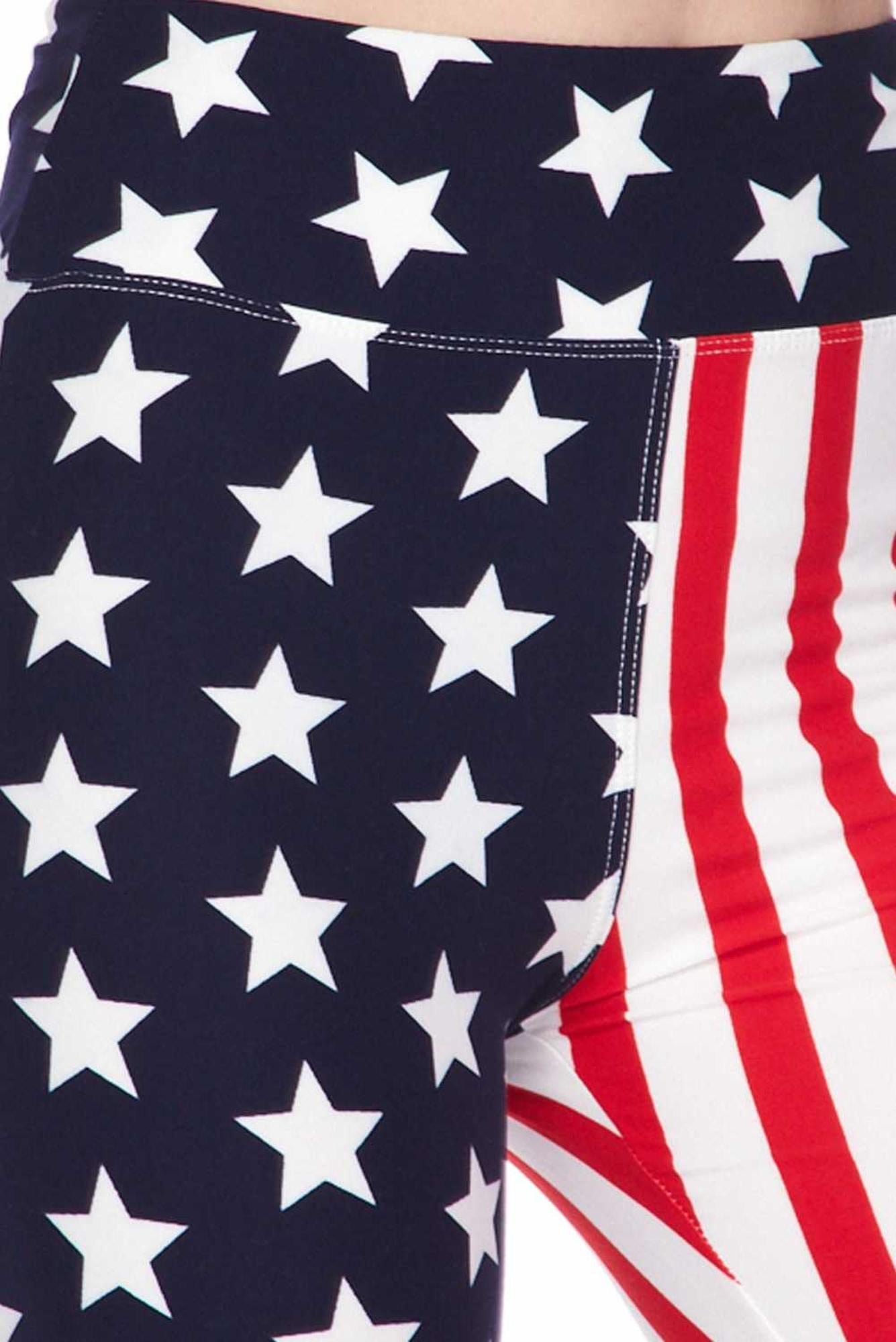 Wholesale Buttery Smooth USA Flag High Waist Biker Shorts - 3 Inch Waist