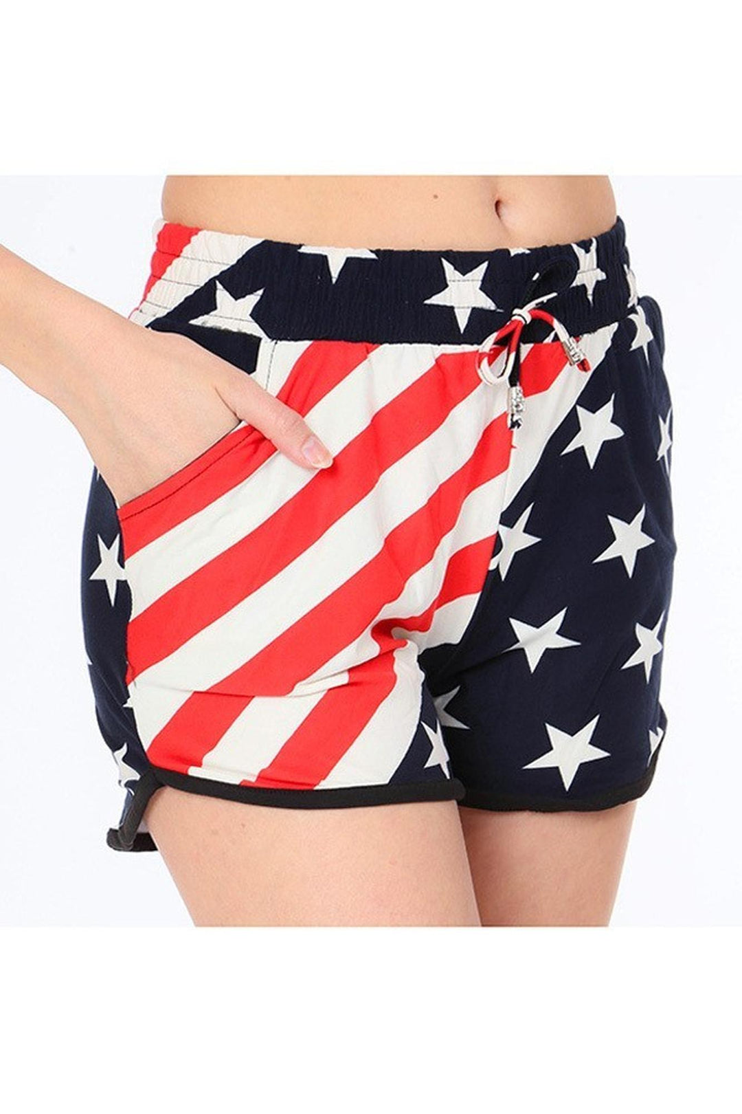 Wholesale Buttery Smooth Swirling USA Flag Dolphin Shorts