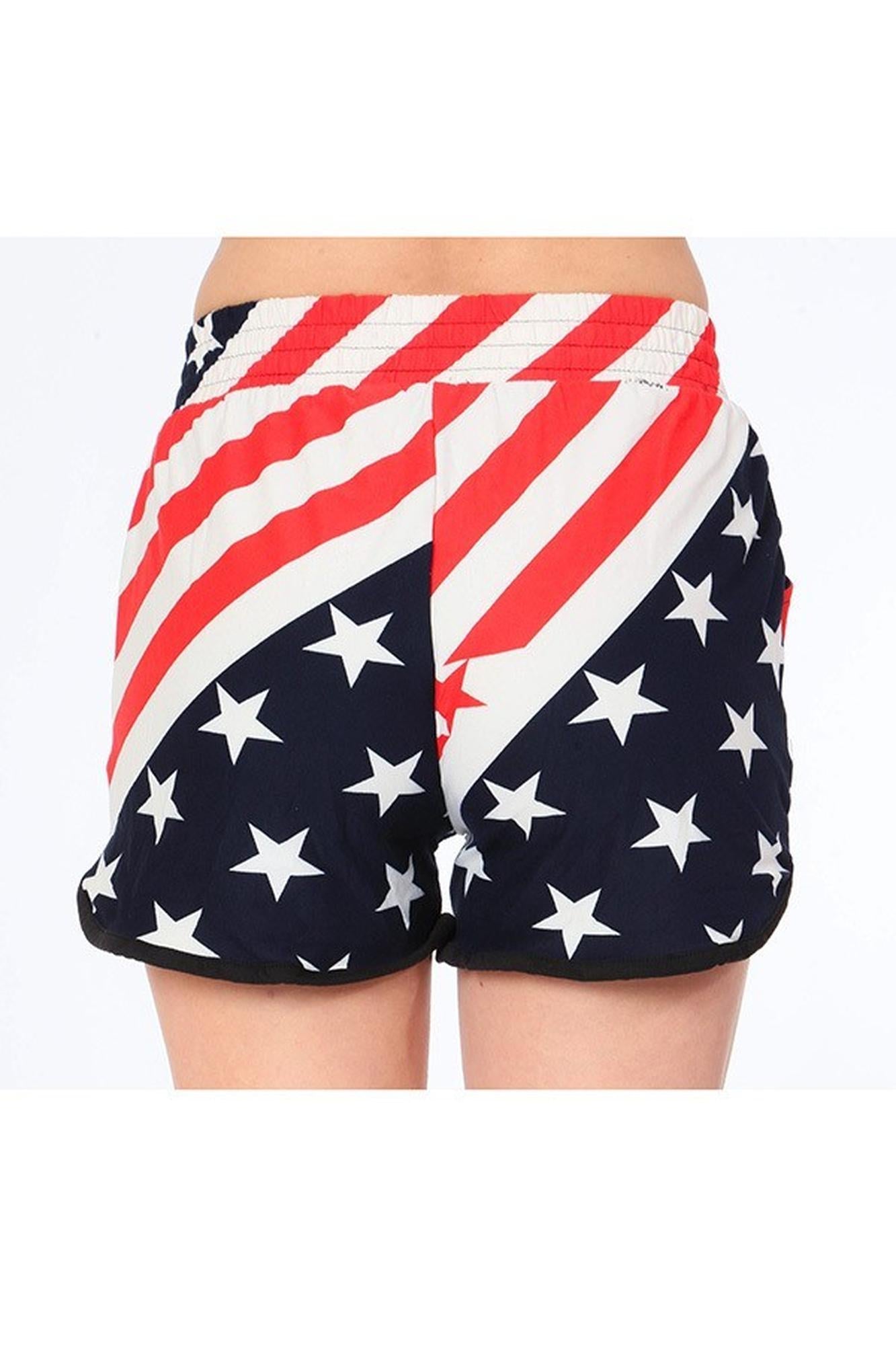 Wholesale Buttery Smooth Swirling USA Flag Dolphin Shorts
