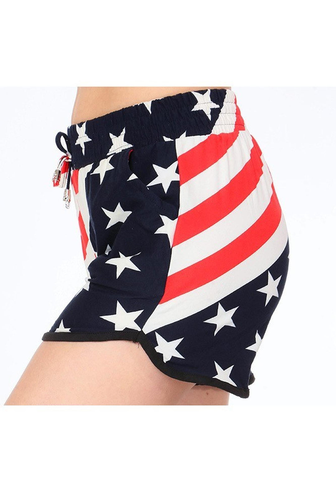 Wholesale Buttery Smooth Swirling USA Flag Dolphin Shorts