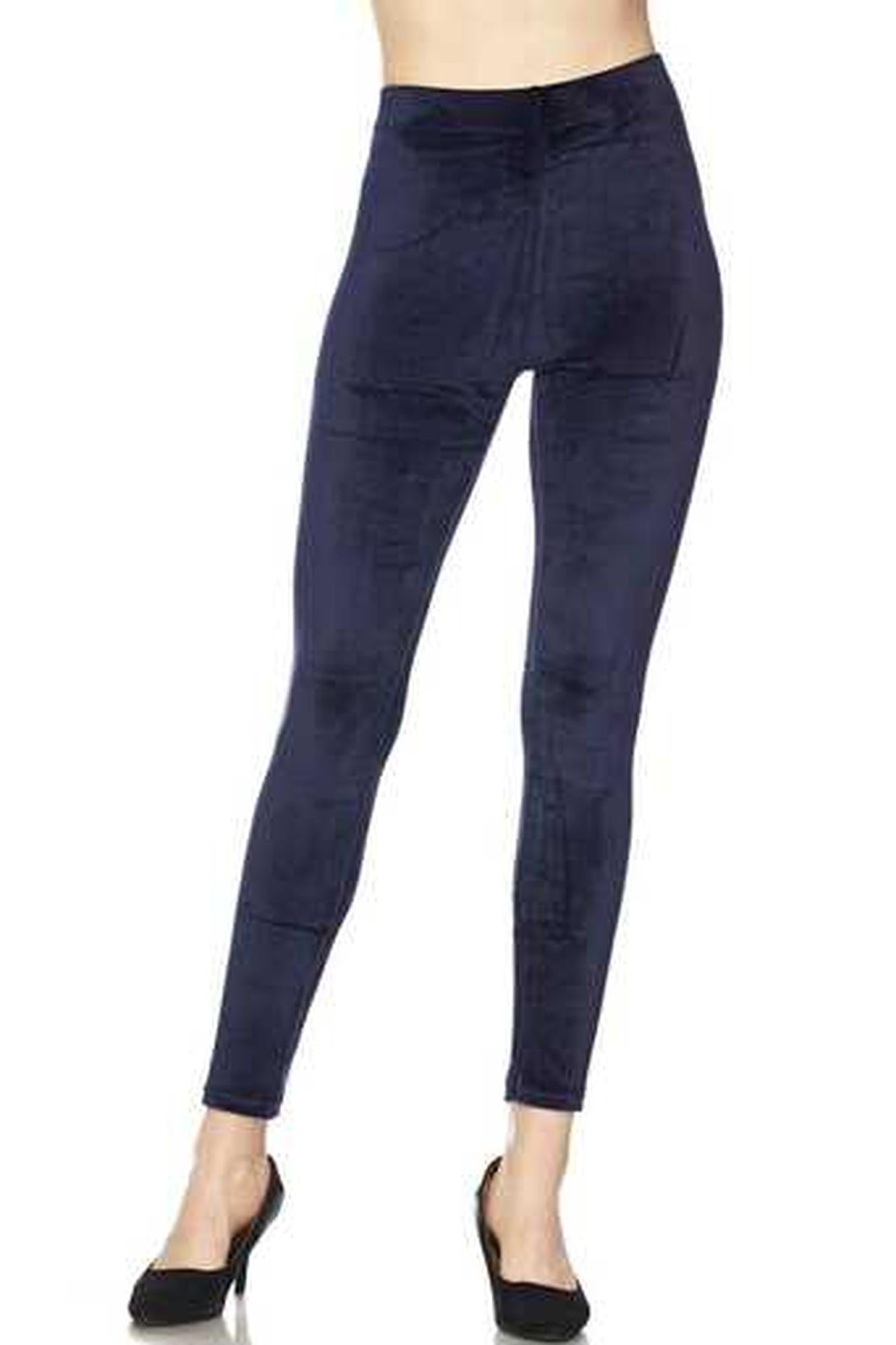 Wholesale Solid Brushed Velour Velvet Leggings