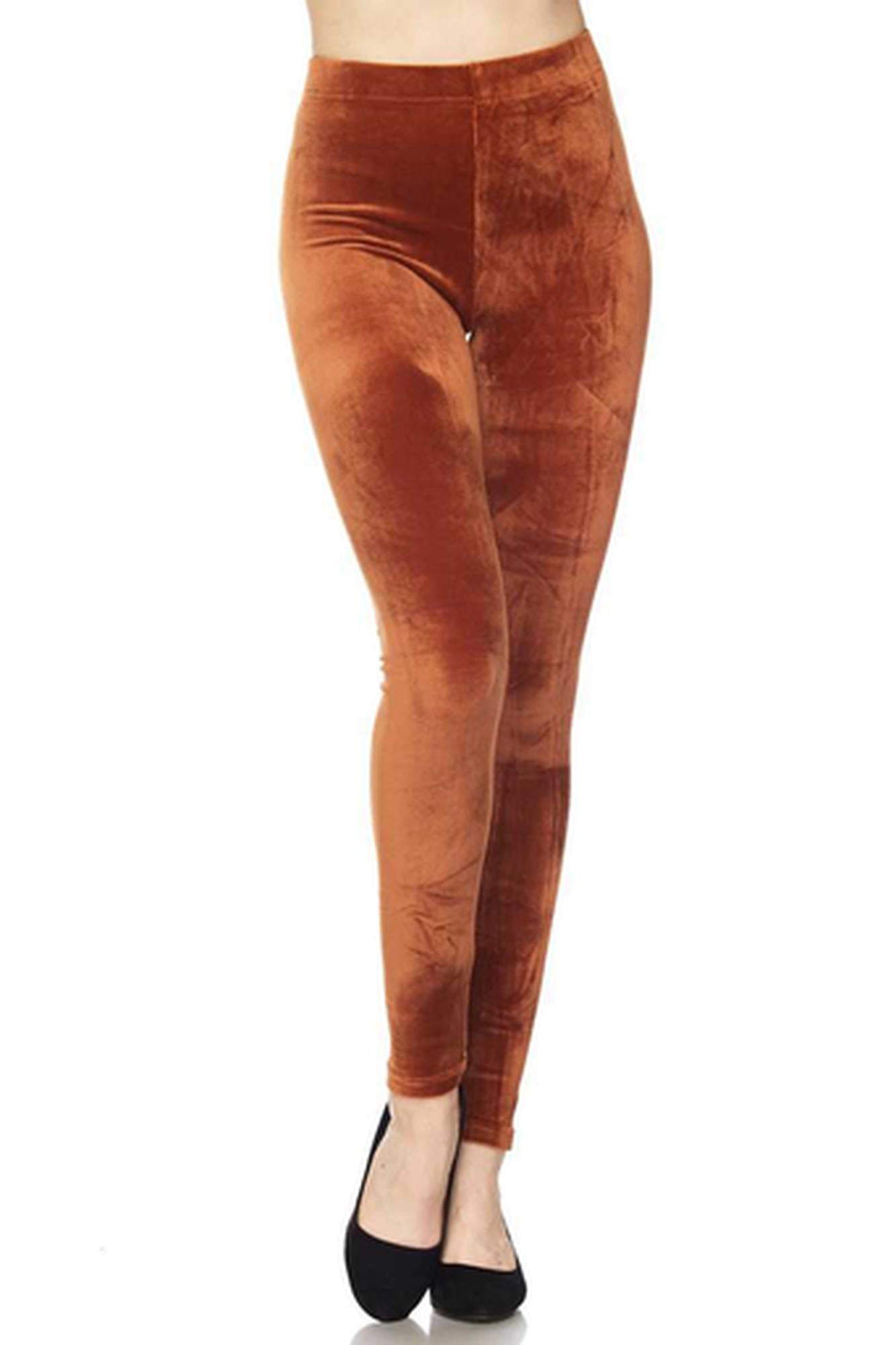 Wholesale Solid Brushed Velour Velvet Leggings