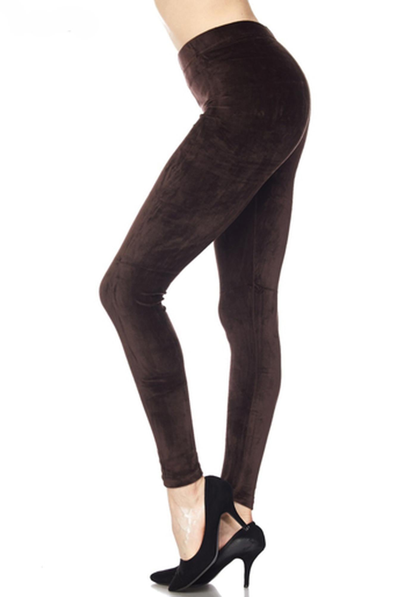 Wholesale Solid Brushed Velour Velvet Leggings