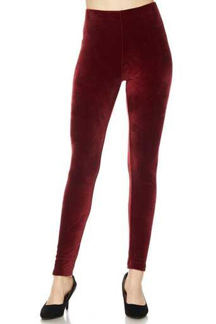 Wholesale Solid Brushed Velour Velvet Leggings