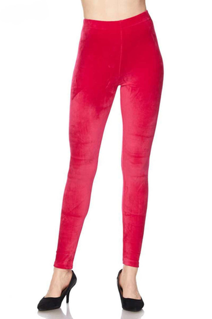 Wholesale Solid Brushed Velour Velvet Leggings