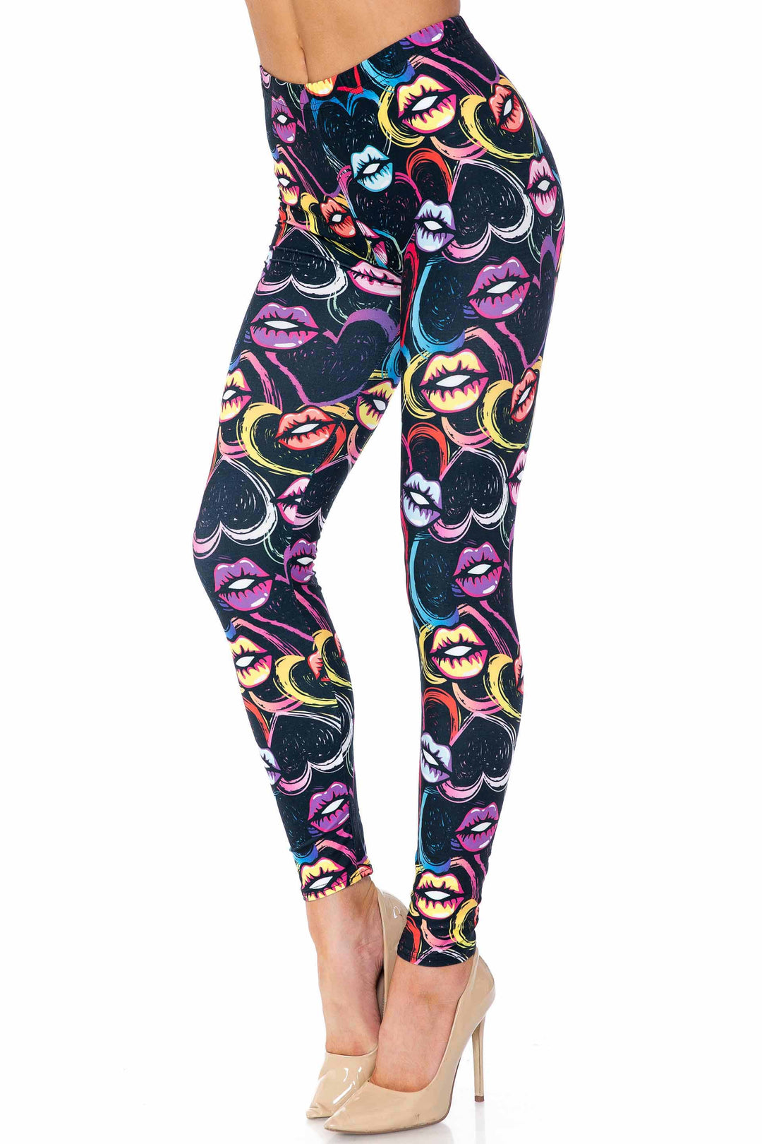 Wholesale Colorful Cartoon Lips and Hearts Kids Leggings - USA Fashion