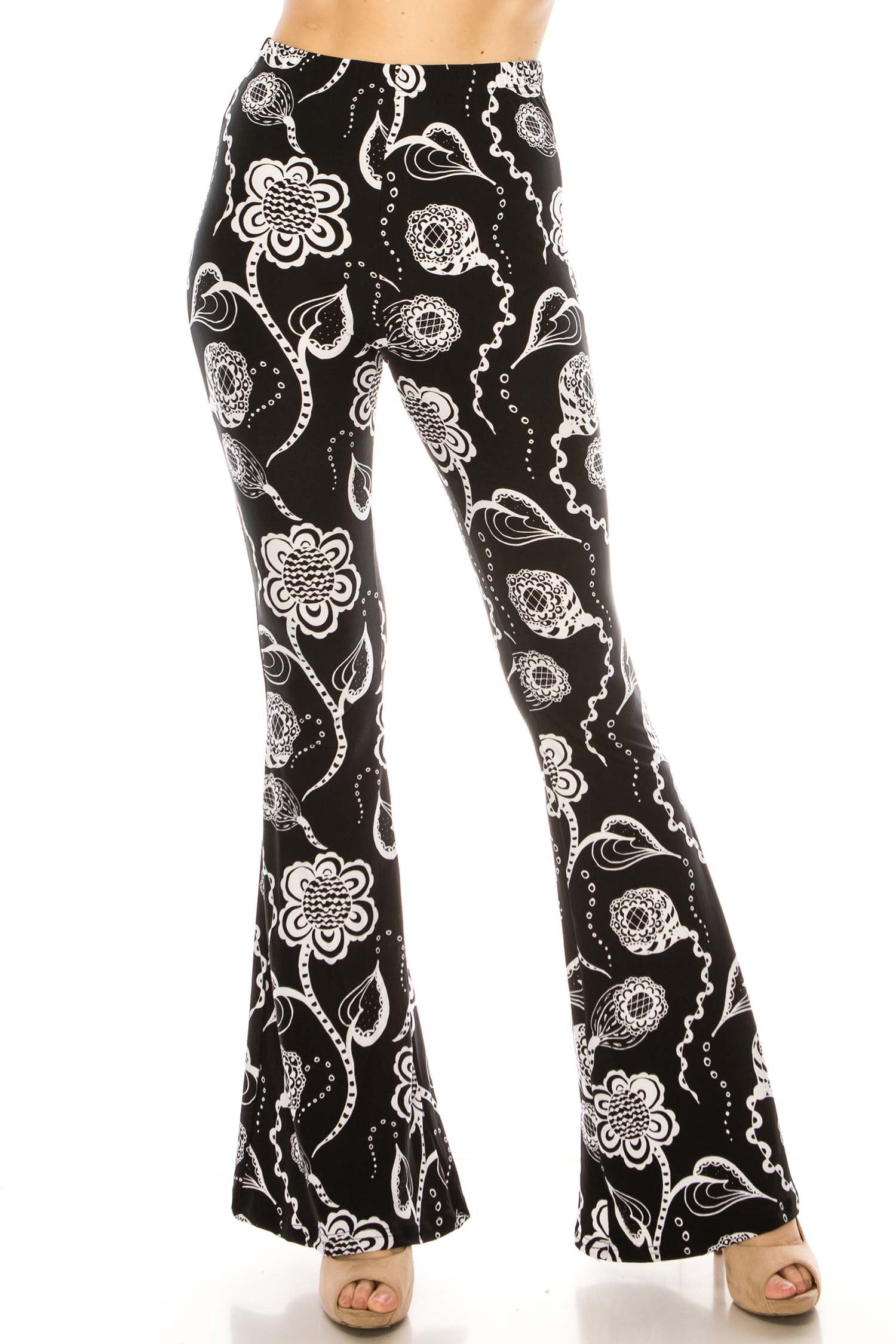 Wholesale Buttery Smooth Floral Medley Bell Bottom Leggings