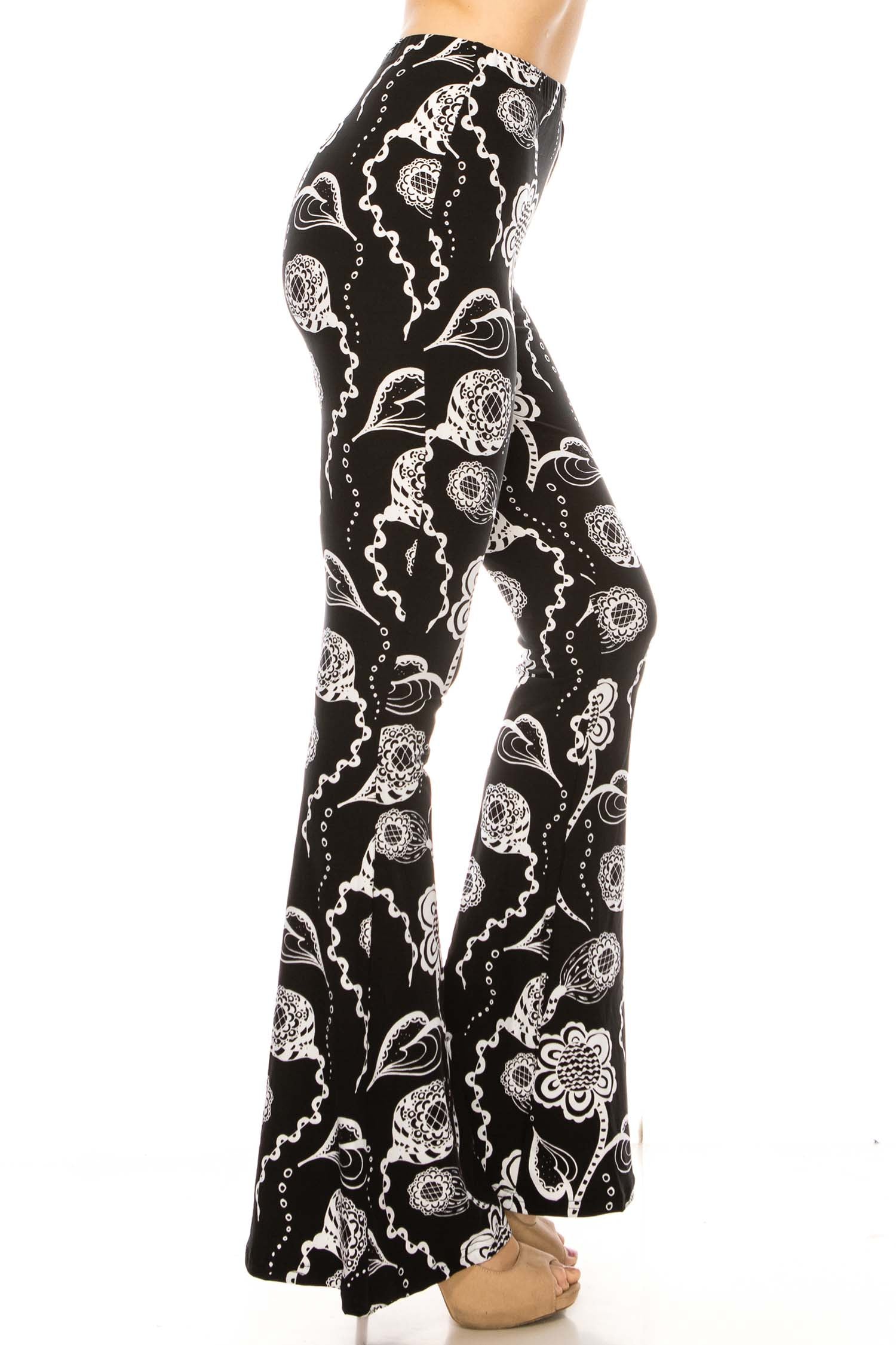 Wholesale Buttery Smooth Floral Medley Bell Bottom Leggings