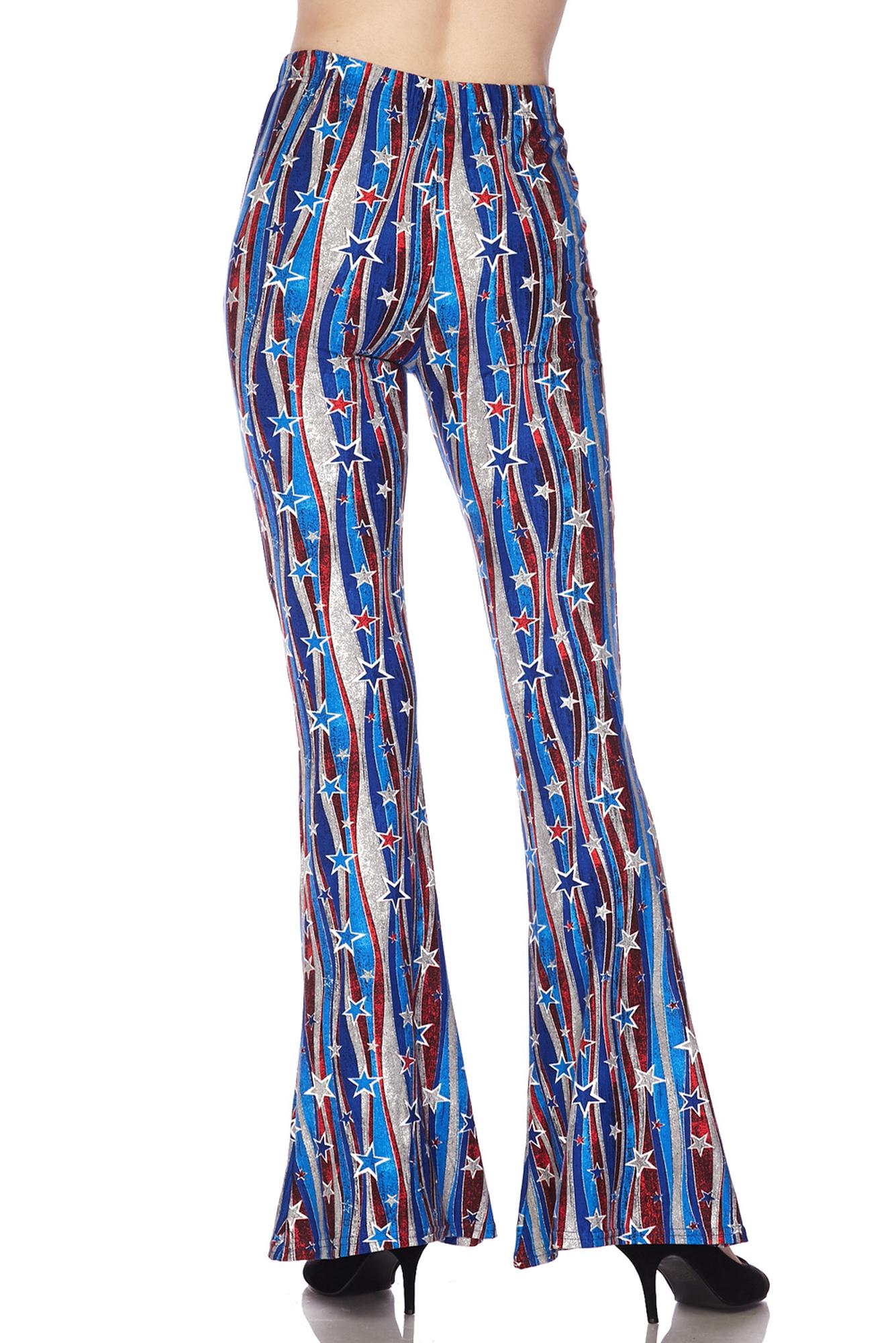 Wholesale Buttery Smooth Metallic USA Flag Bell Bottom Leggings