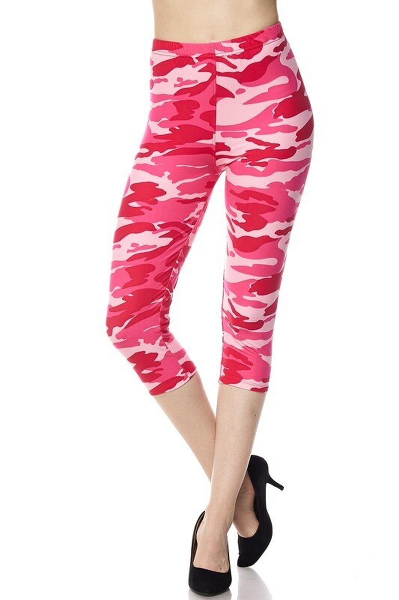 Wholesale Buttery Smooth Pink Camouflage Capris