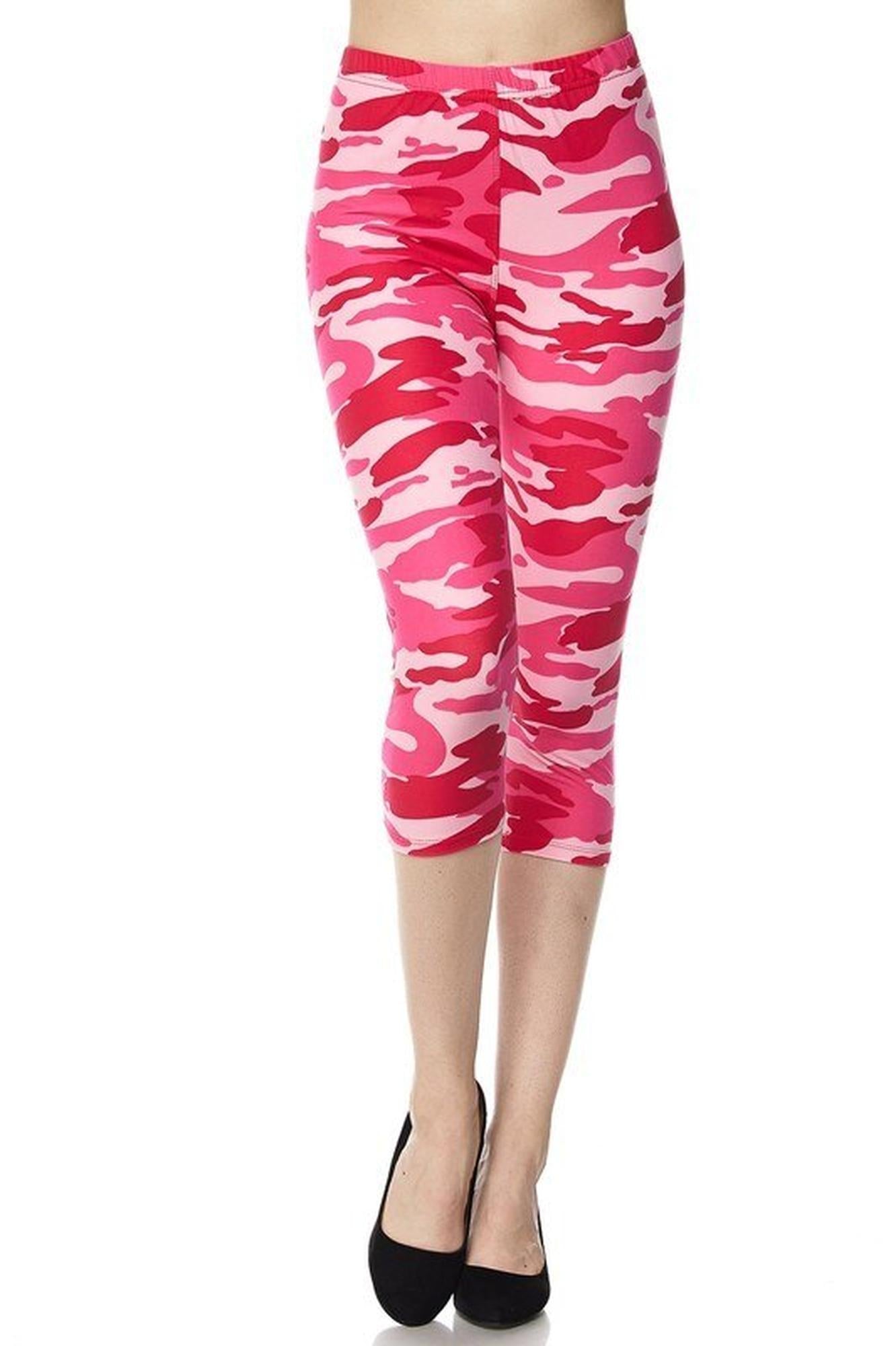 Wholesale Buttery Smooth Pink Camouflage Capris