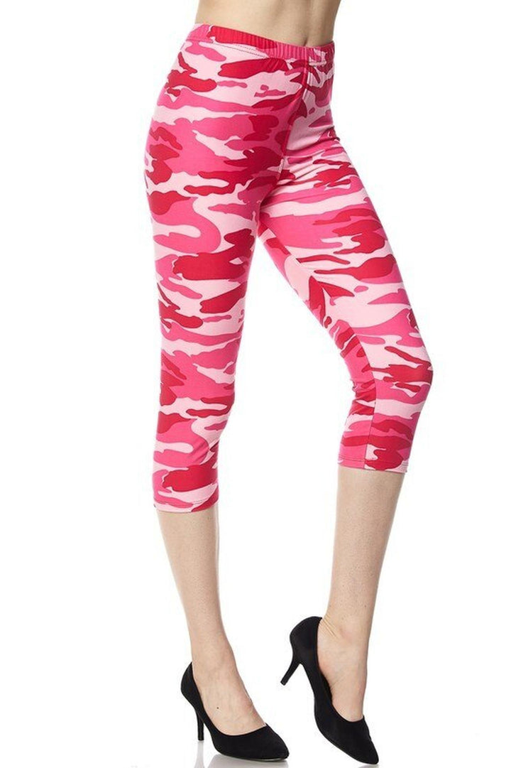 Wholesale Buttery Smooth Pink Camouflage Capris