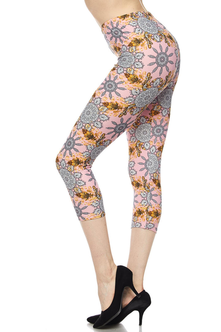 Wholesale Buttery Smooth Gorgeous Pink Motif Capris