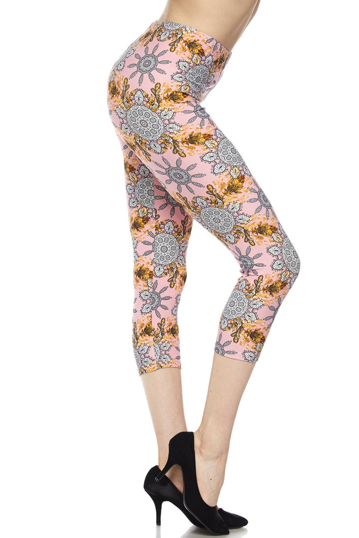 Wholesale Buttery Smooth Gorgeous Pink Motif Capris