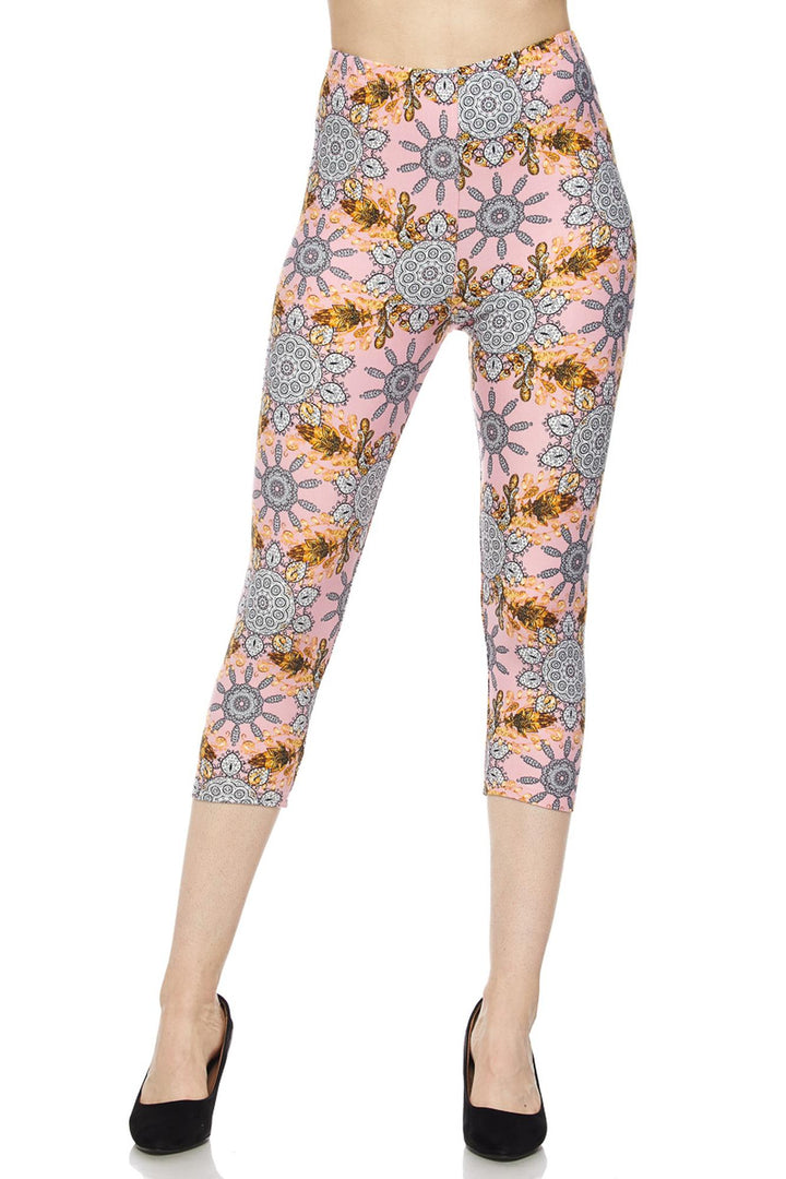 Wholesale Buttery Smooth Gorgeous Pink Motif Capris