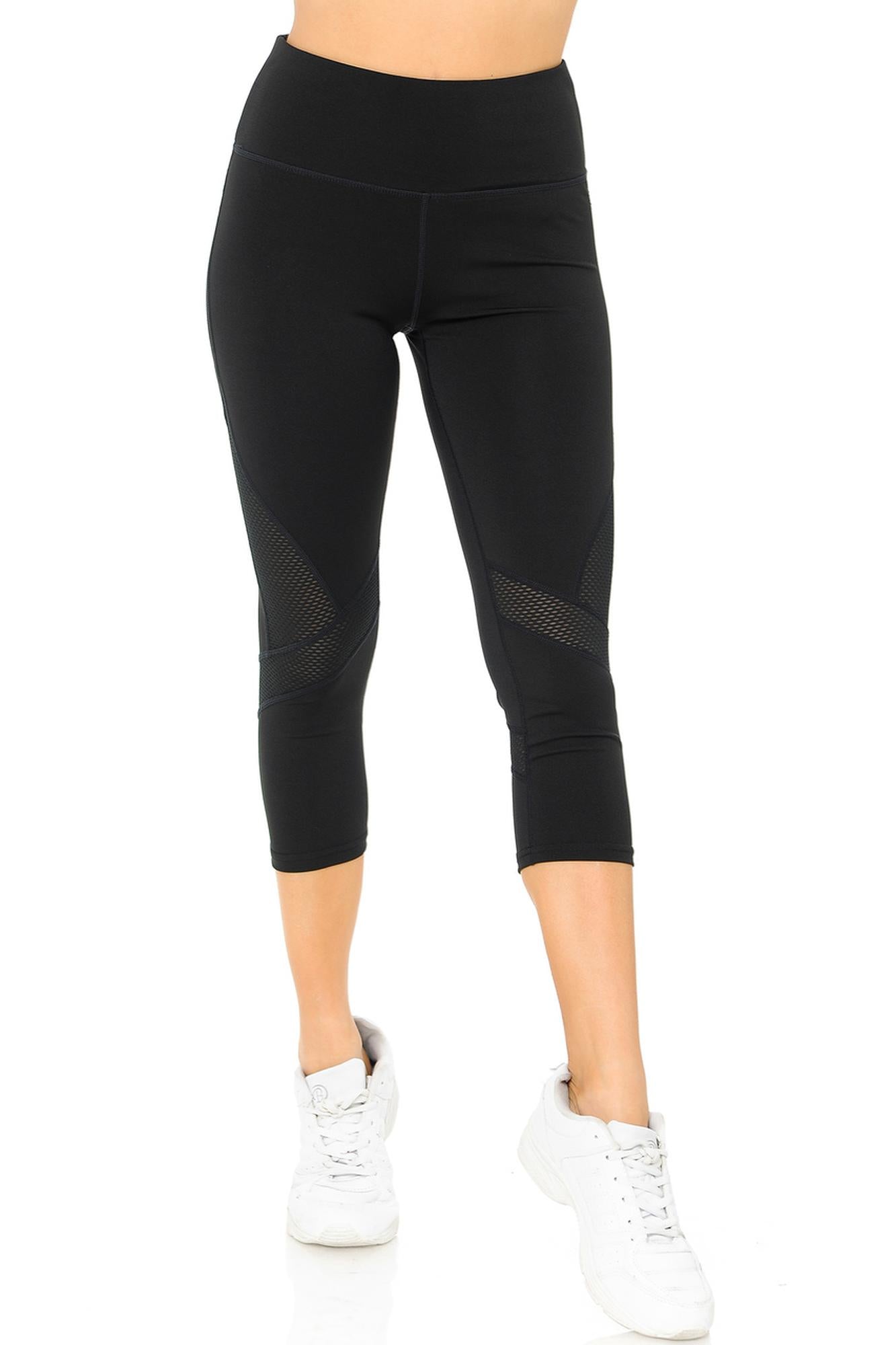 Wholesale Angled Mesh Women's Sport Workout Capris