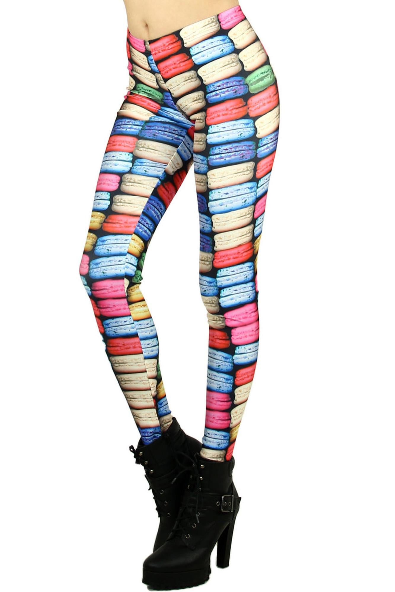 Wholesale Graphic Printed Macaroon Rainbow Leggings