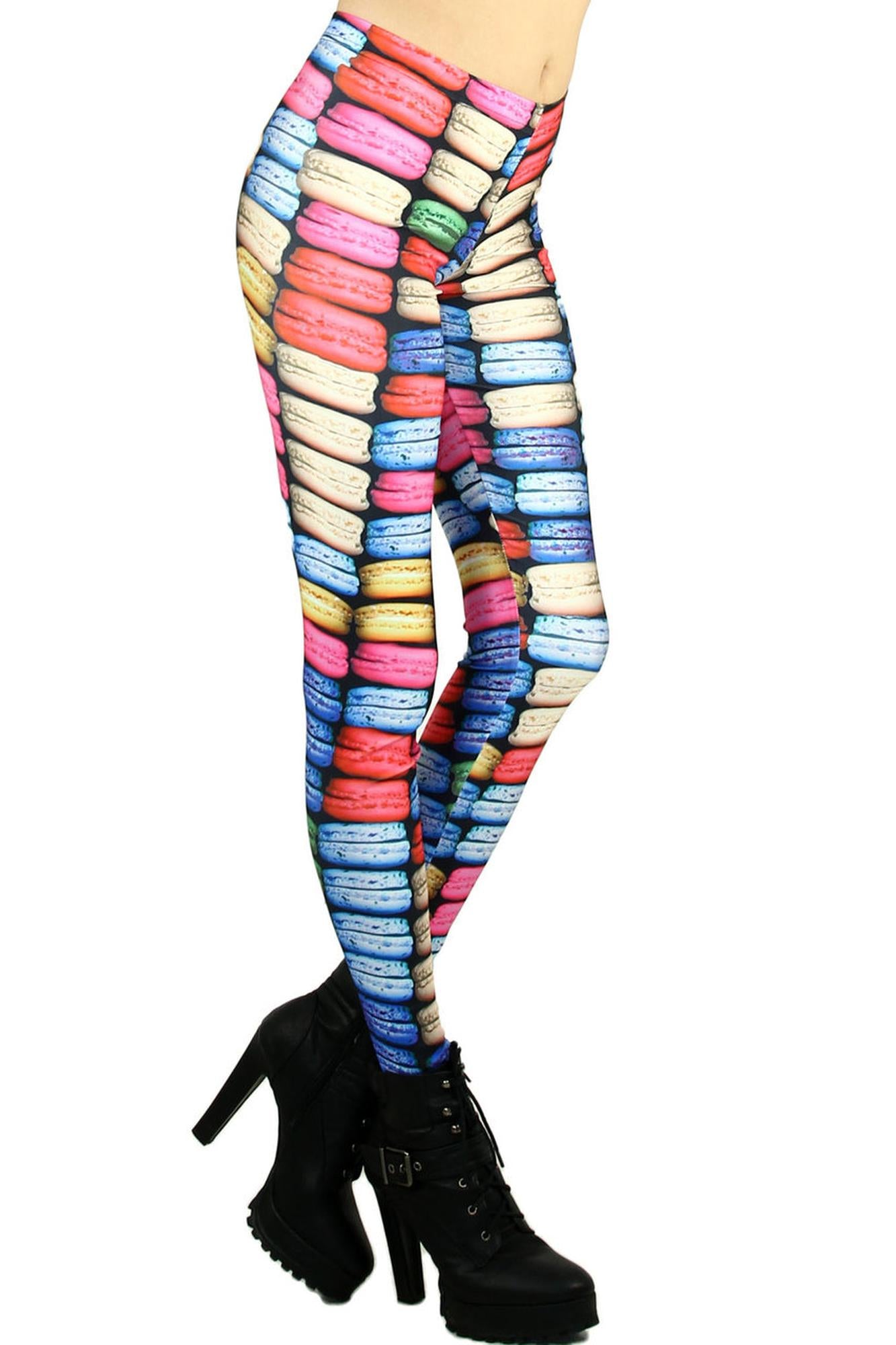 Wholesale Graphic Printed Macaroon Rainbow Leggings