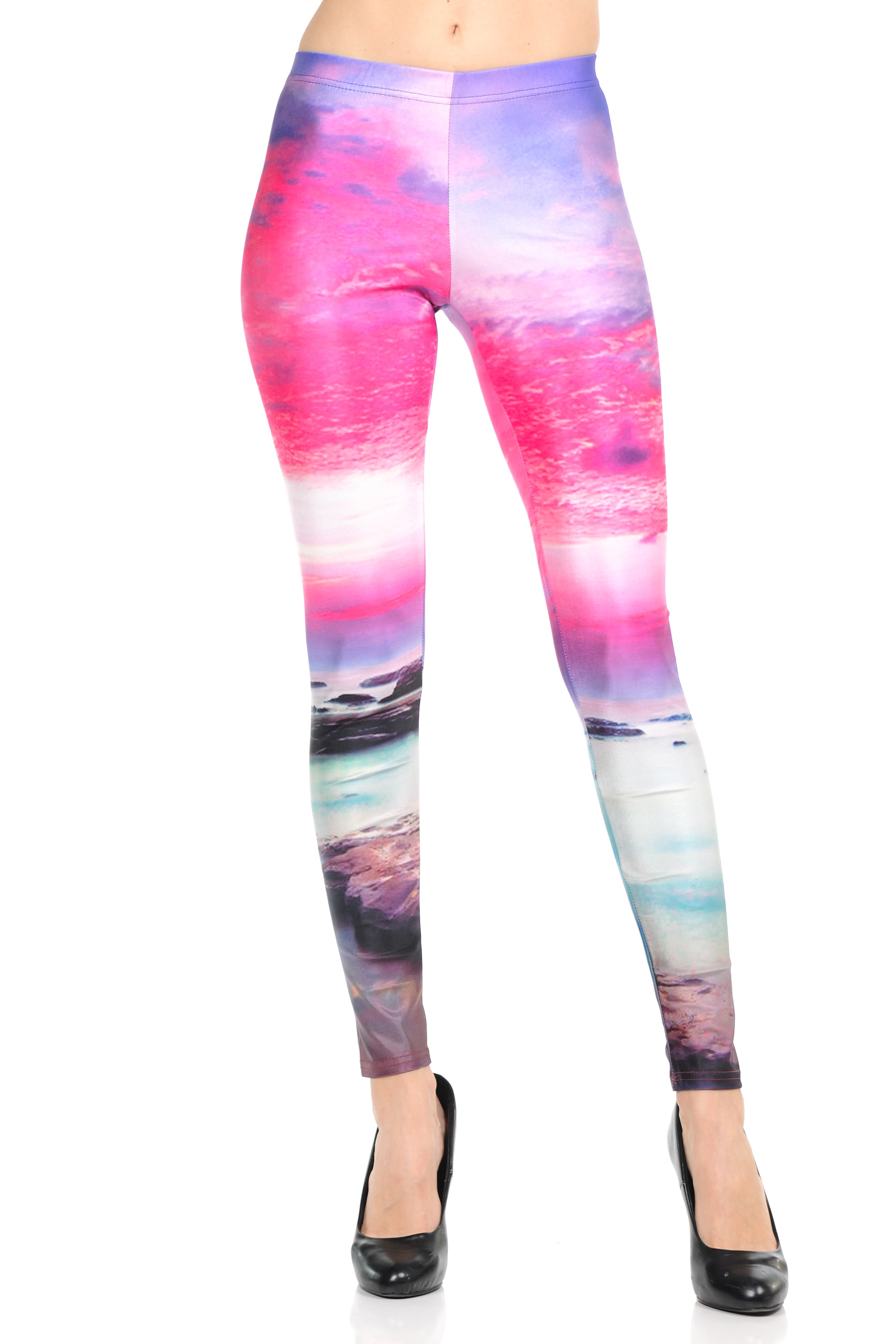 Wholesale Premium Graphic Print Vibrant Sunset Leggings