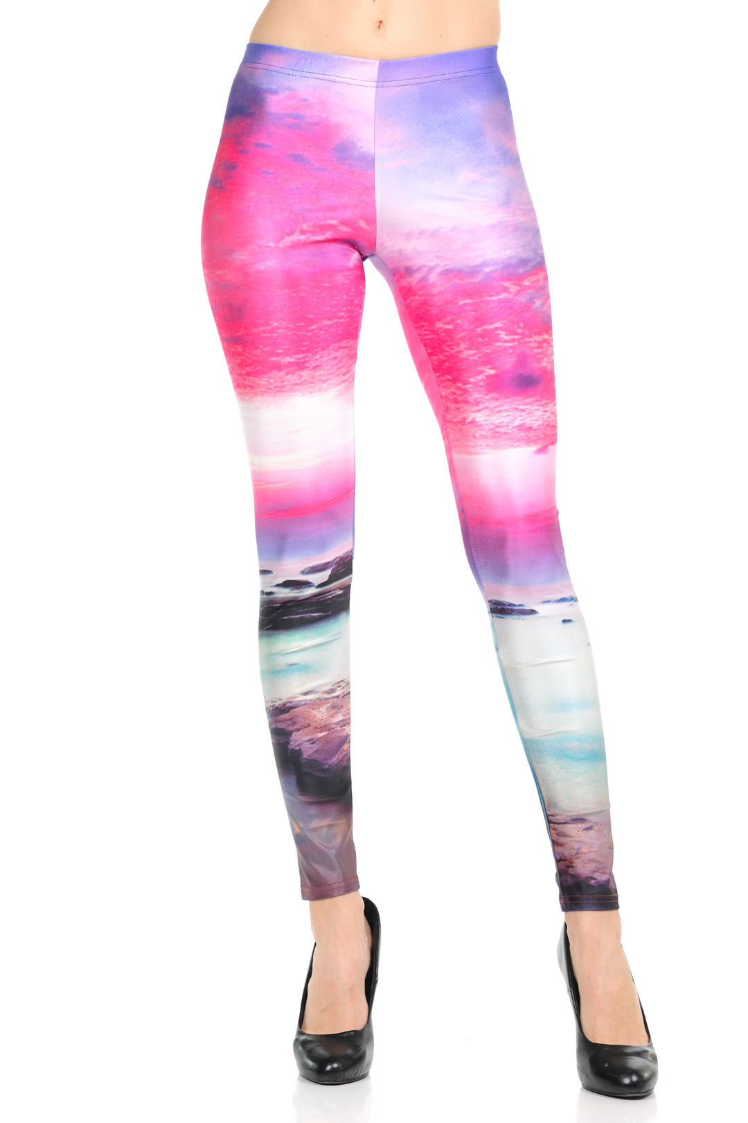 Wholesale Premium Graphic Print Vibrant Sunset Leggings