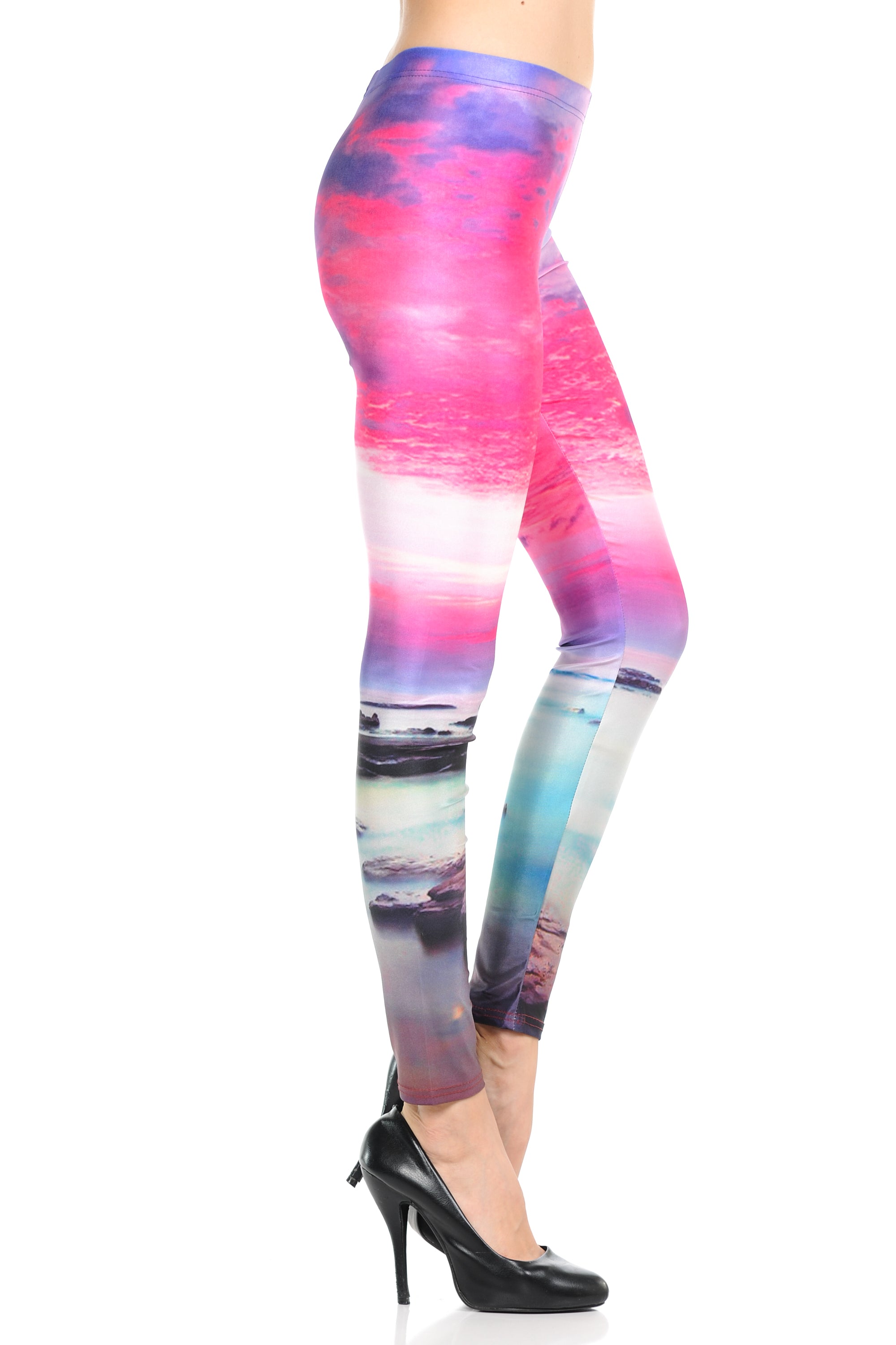 Wholesale Premium Graphic Print Vibrant Sunset Leggings