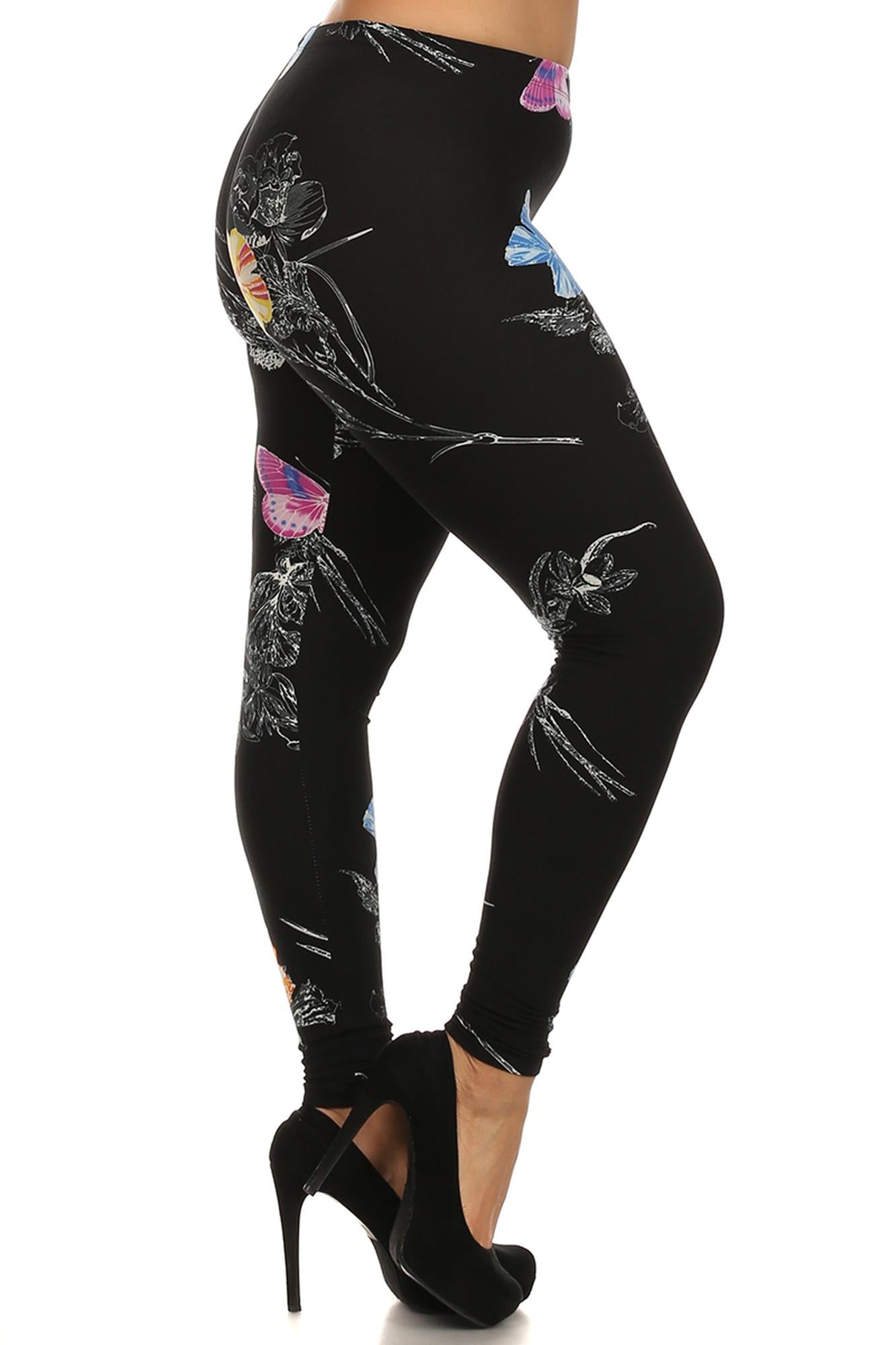 Wholesale Buttery Smooth Beautiful Butterfly Plus Size Leggings - 3X-5X