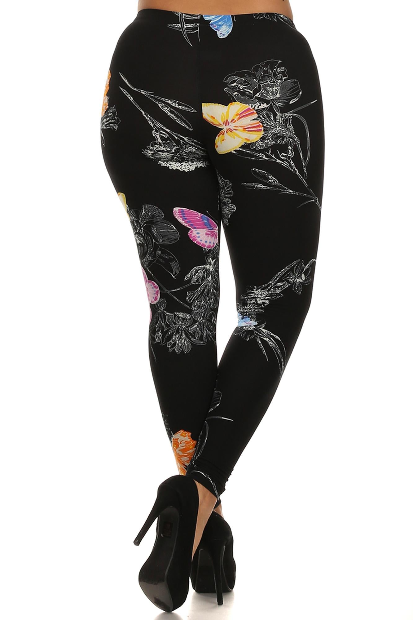 Wholesale Buttery Smooth Beautiful Butterfly Plus Size Leggings - 3X-5X