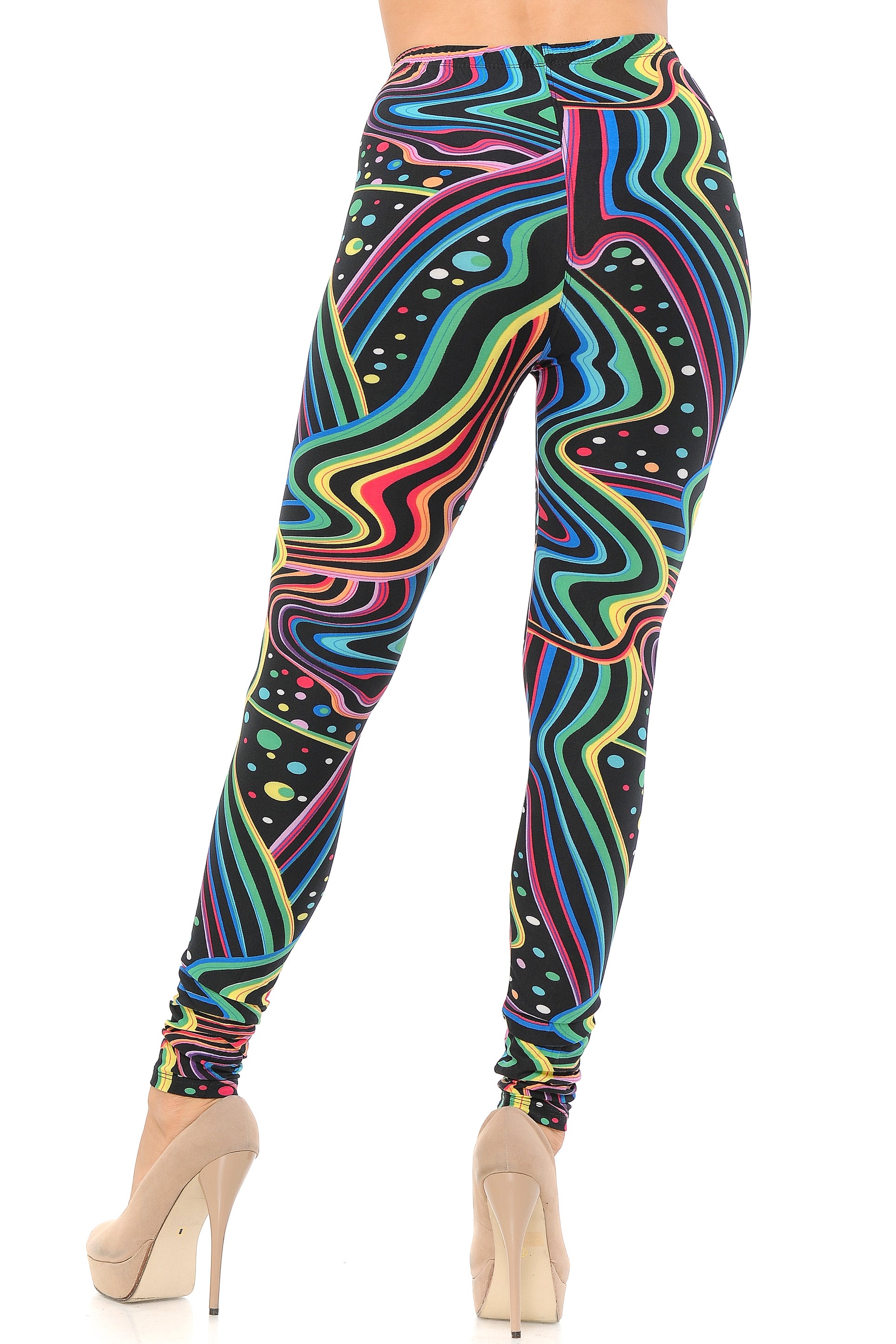 Wholesale Buttery Smooth Rainbow Confetti Extra Plus Size Leggings - 3X-5X