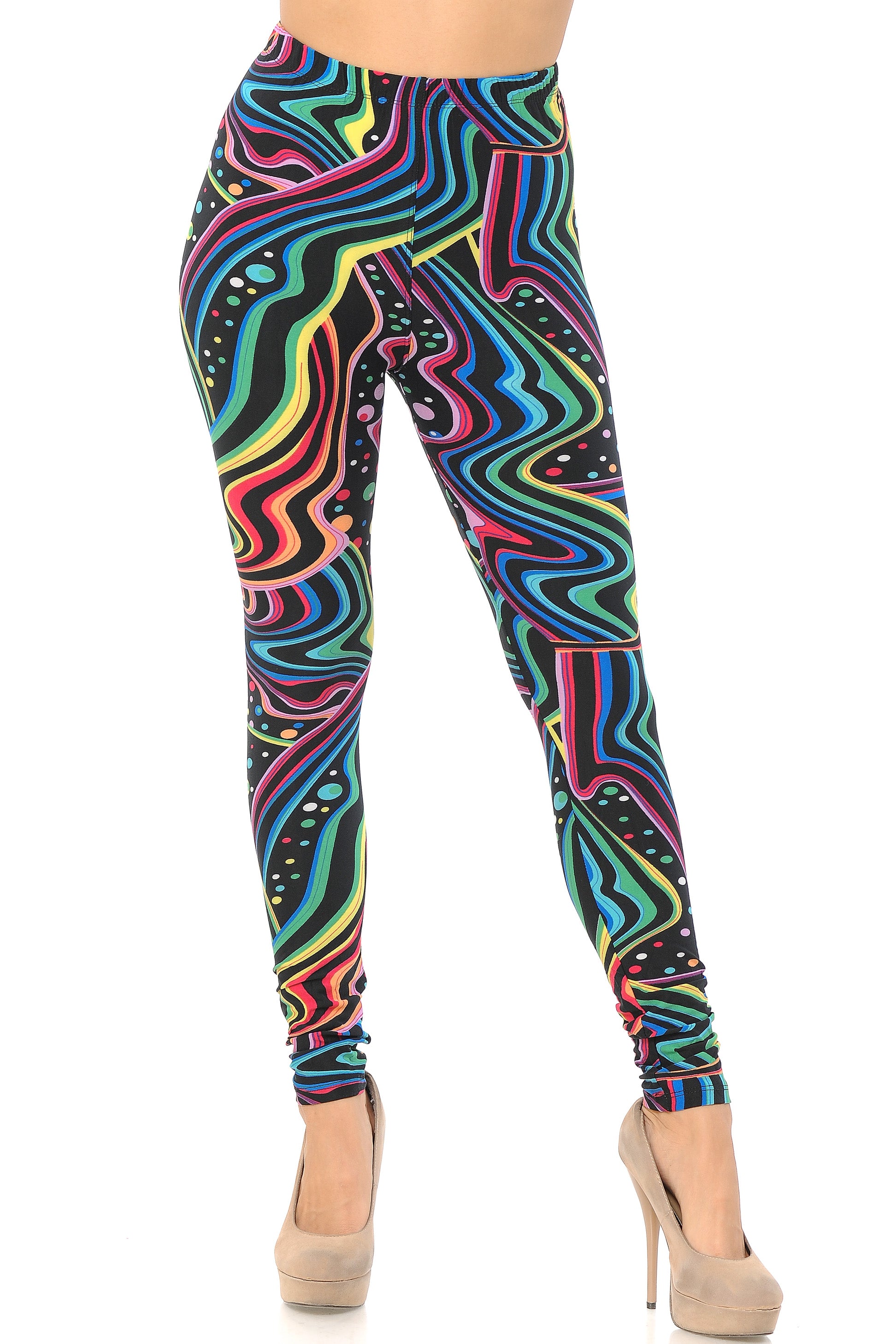 Wholesale Buttery Smooth Rainbow Confetti Extra Plus Size Leggings - 3X-5X