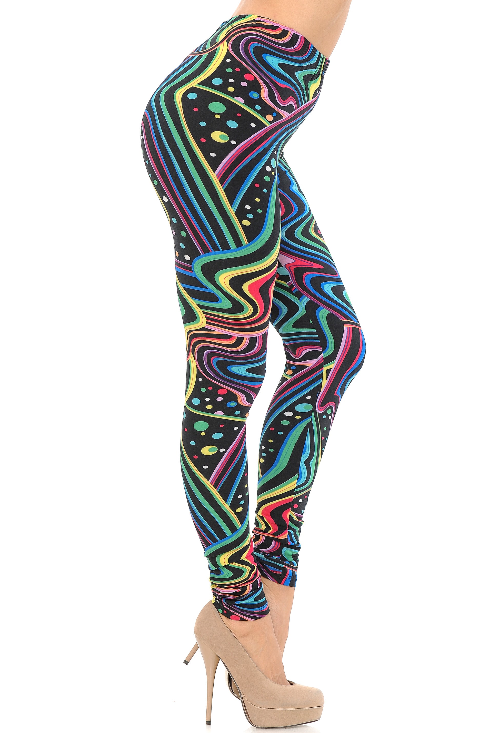Wholesale Buttery Smooth Rainbow Confetti Extra Plus Size Leggings - 3X-5X